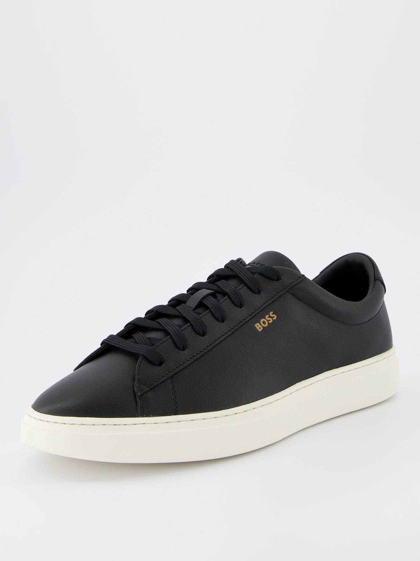 boss-kieran-gold-logo-leather-lace-sneaker--blackwhitestillFront