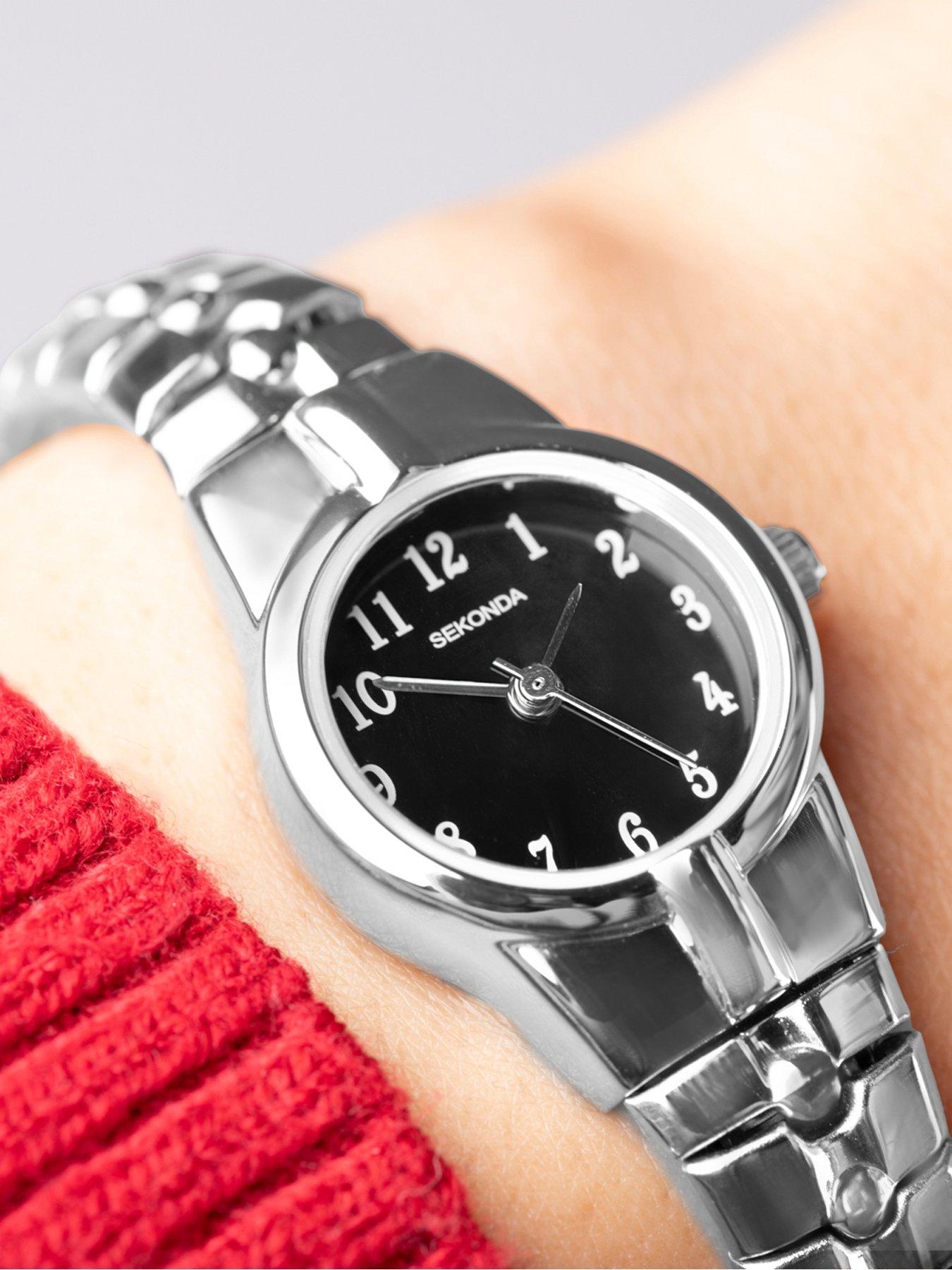 Image 4 of 7 of Sekonda Sekonda Womens Newton Silver Stainless Steel Bracelet with Black Dial Analogue Watch