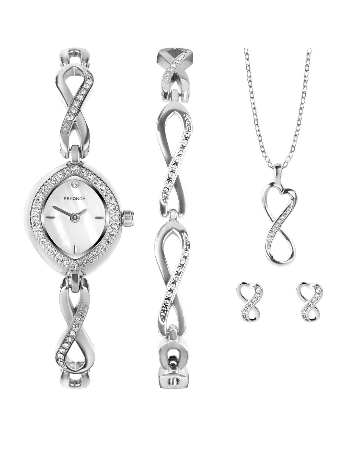 Image 1 of 7 of Sekonda Sekonda Womens Infinity Silver Alloy Bracelet with White Dial Analogue Gift Set