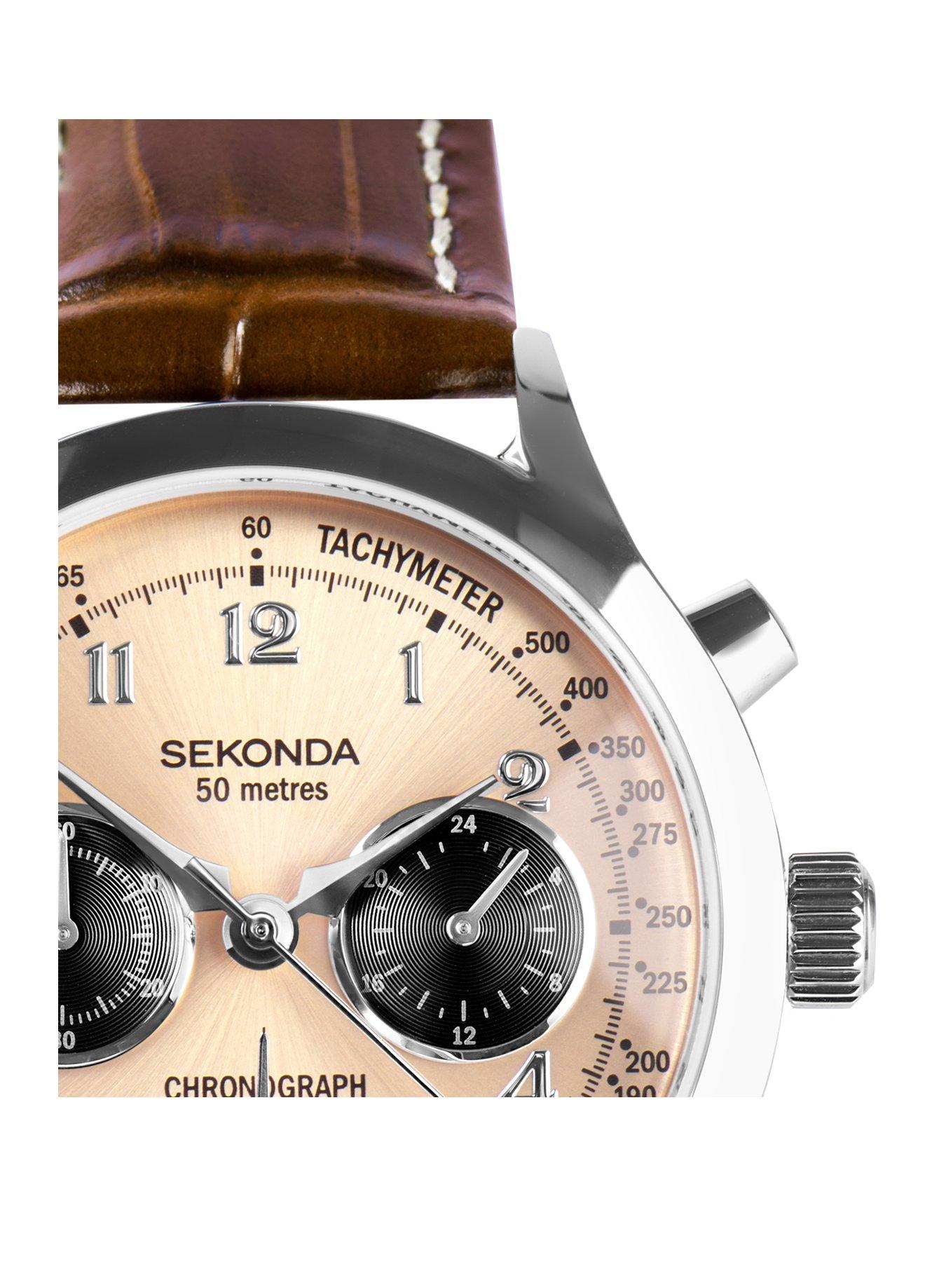 sekonda-sekonda-mens-archer-brown-leather-bracelet-with-rose-gold-dial-chronograph-watchstillFront