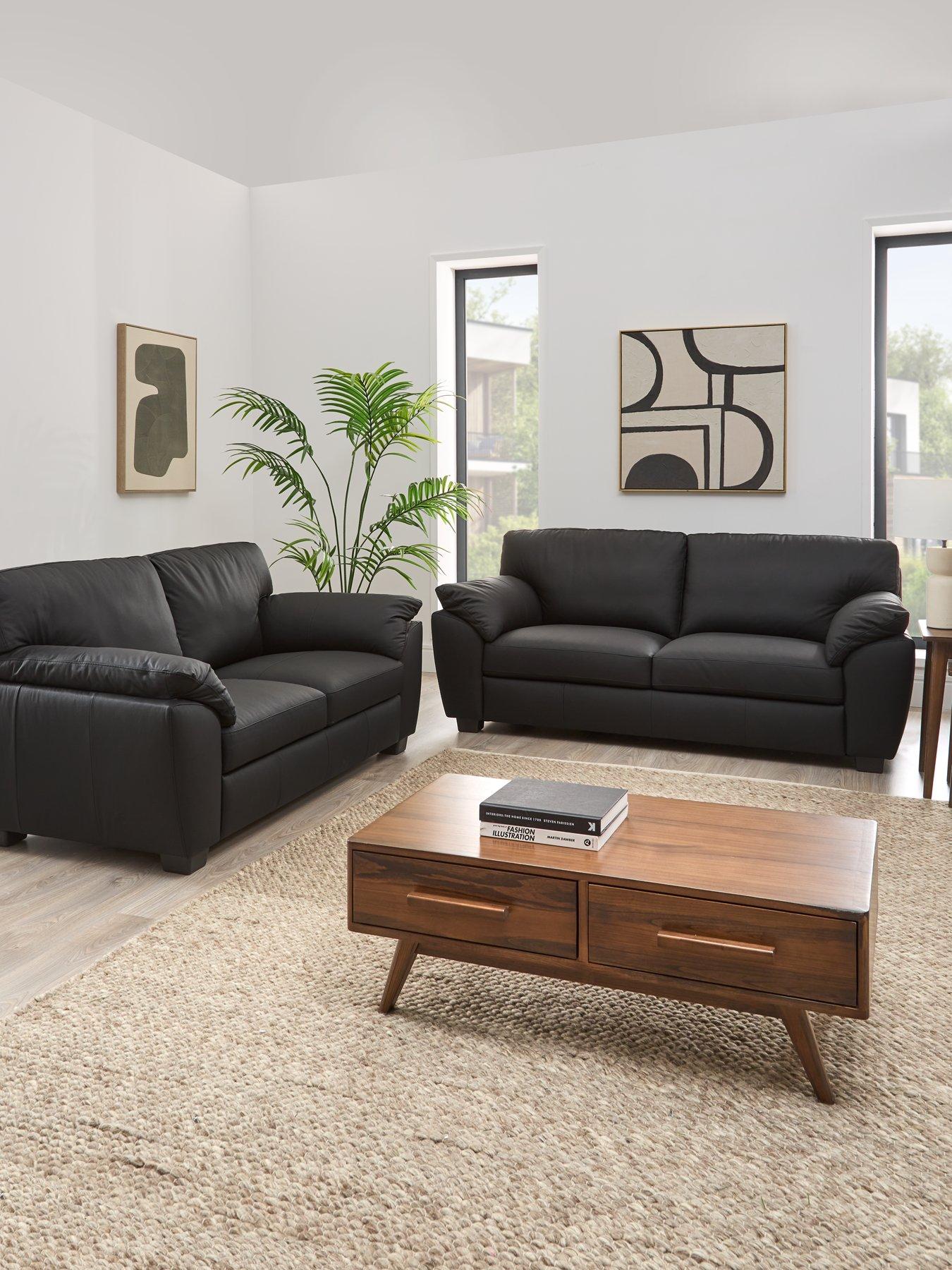 Very Home Montreal Real Leather/Faux Leather 3 + 2 Seater Sofa Set (Buy  &  SAVE!) - FSC Certified