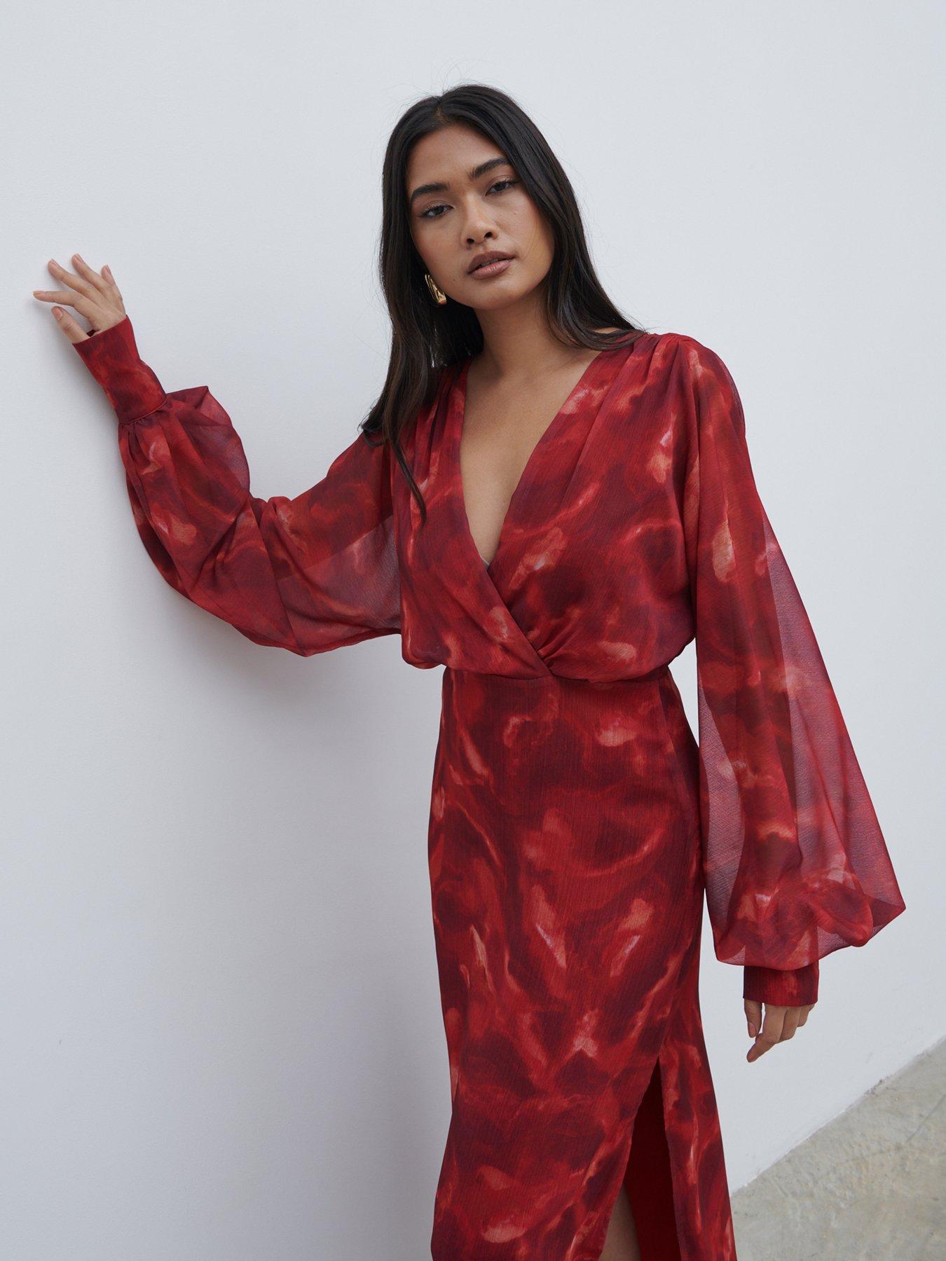 pretty-lavish-floral-batwing-midaxi-dress-dark-redstillFront