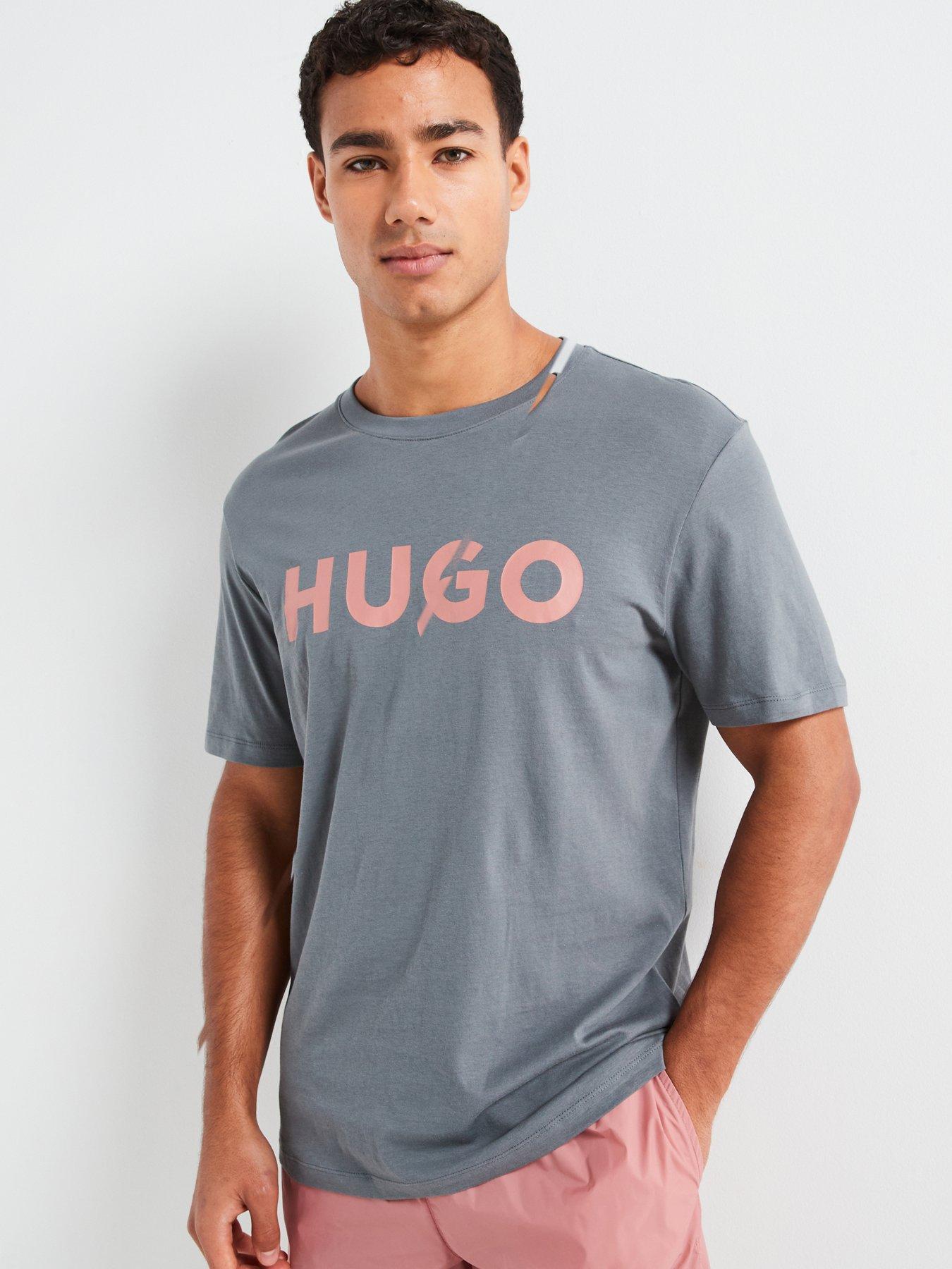 hugo-dulivio-regular-fit-large-logo-t-shirt-grey