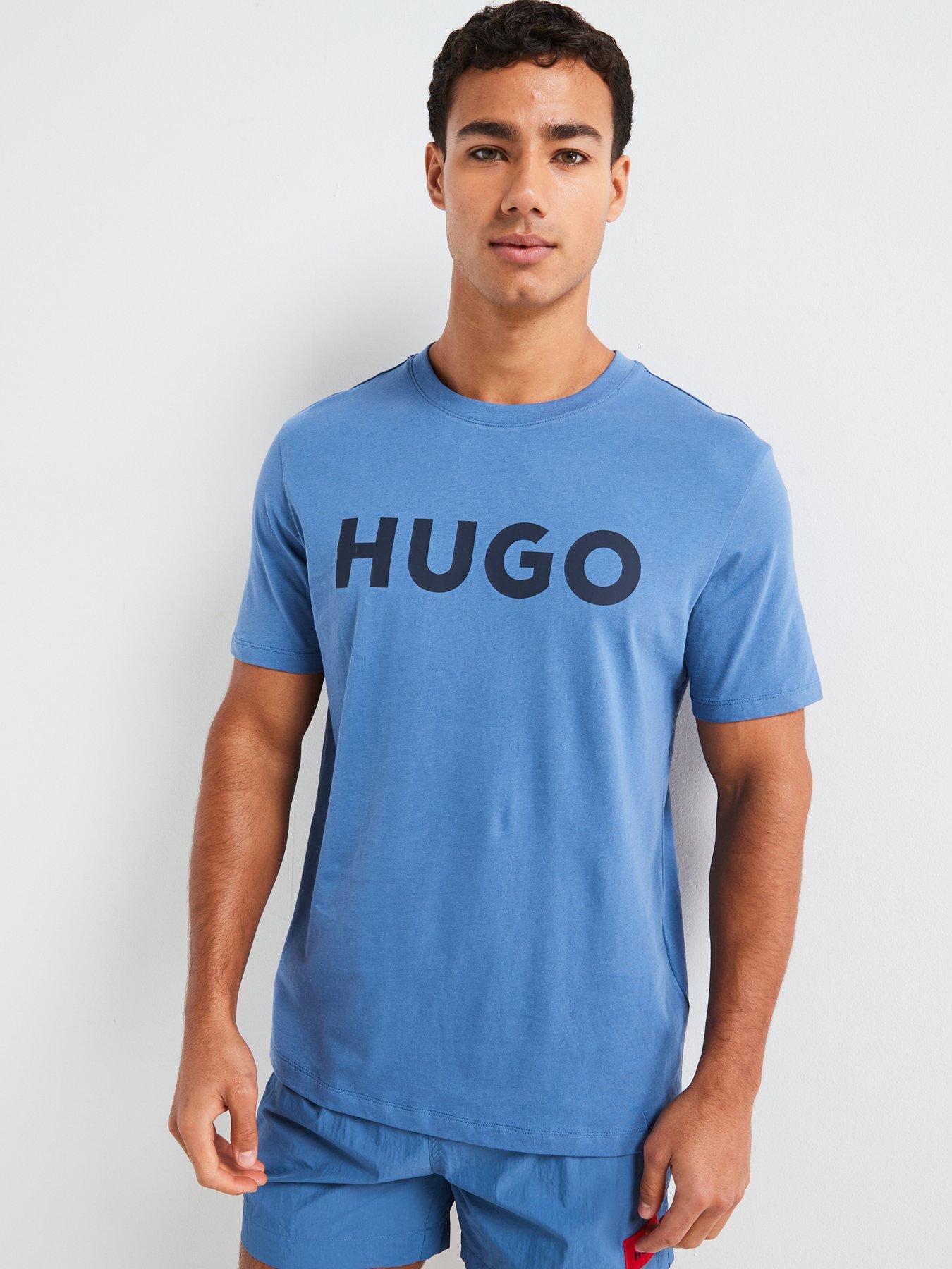 hugo-dulivio-regular-fit-large-logo-t-shirt-blue