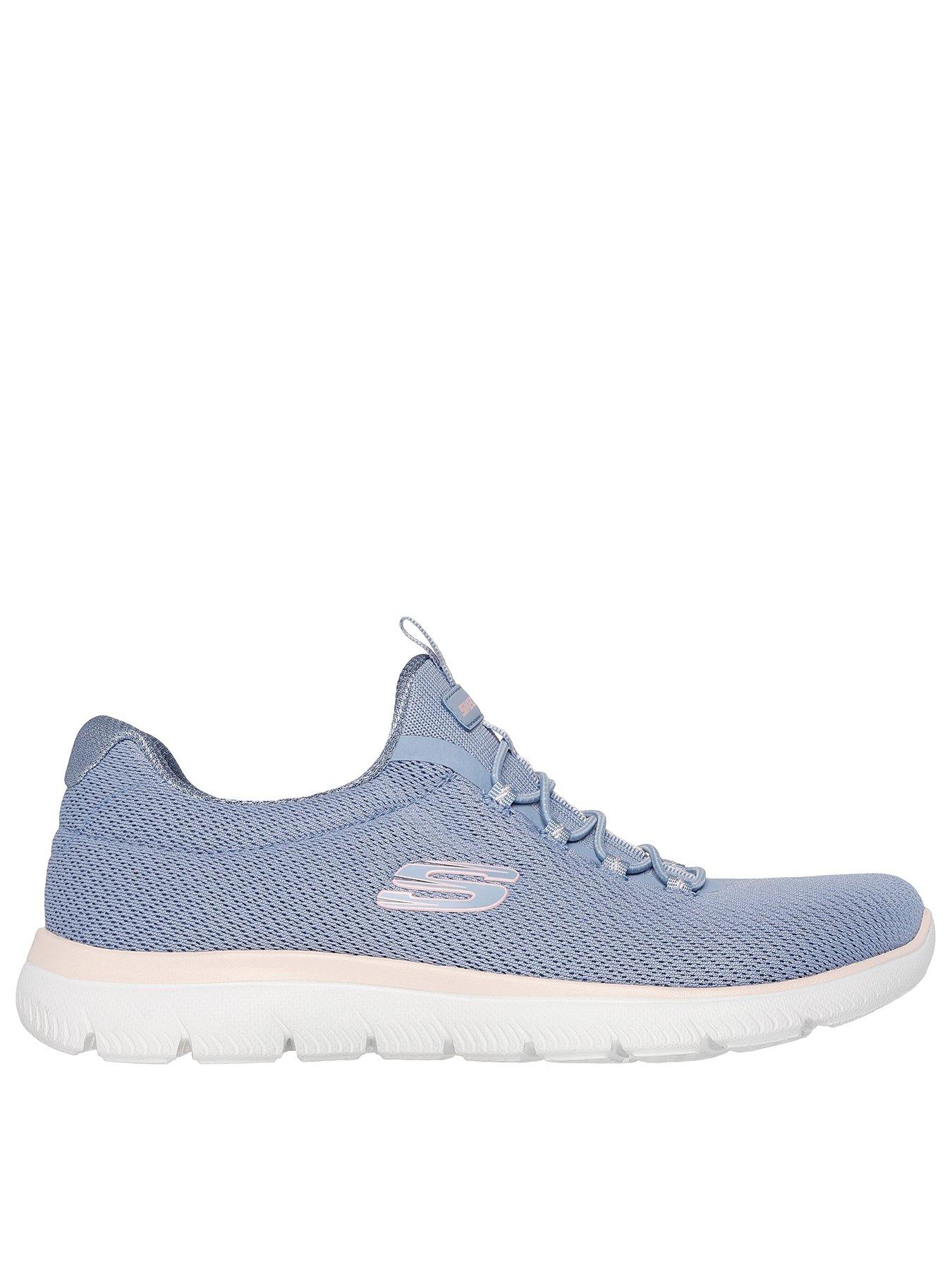 Image 1 of 5 of Skechers Summits Mesh Bungee Slip On Trainer - Light Blue