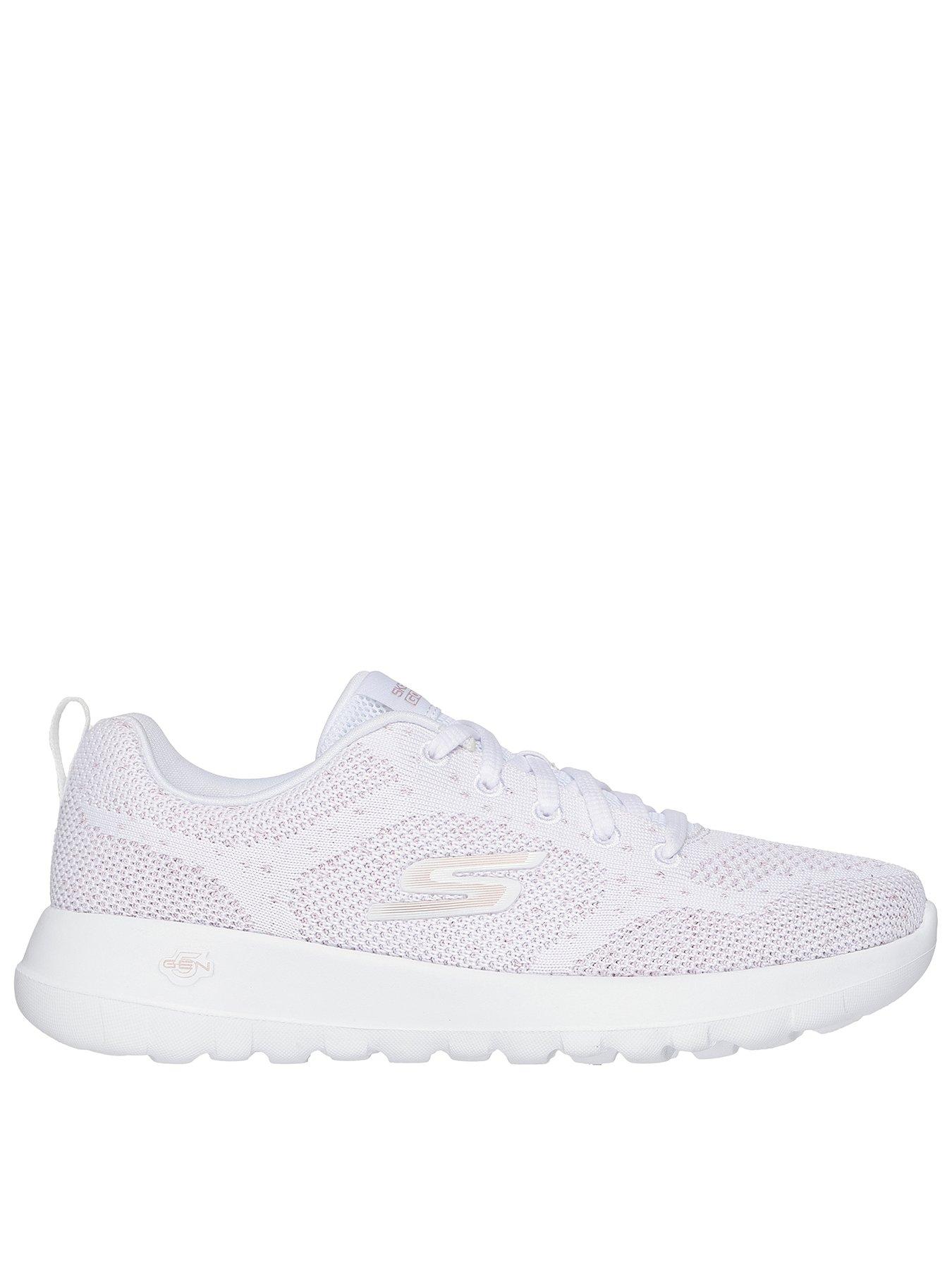 Skechers Go Walk Joy Engineered Knitted Trainer - White Textile/rose Gold Trim