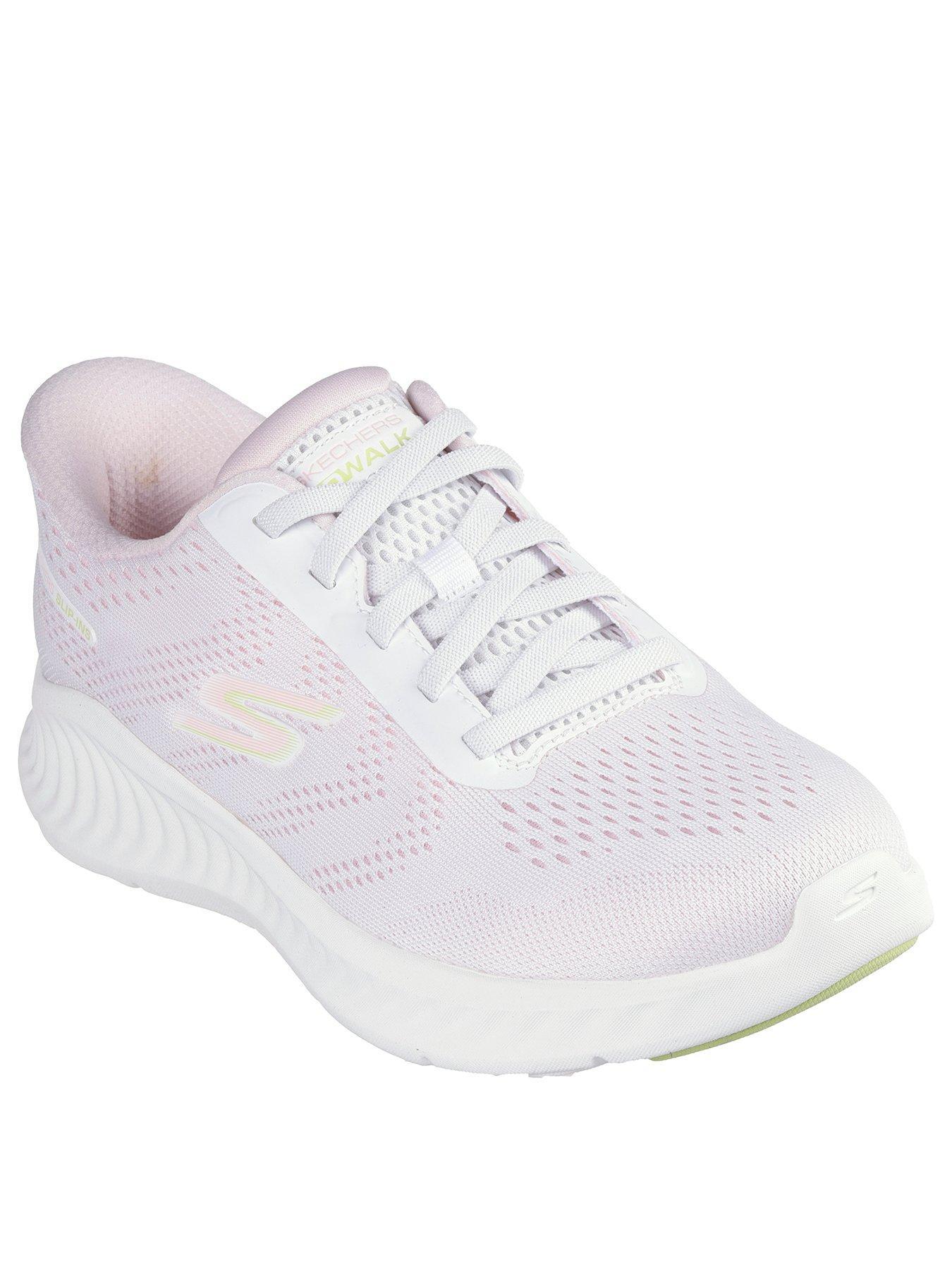 Image 2 of 5 of Skechers Go Walk Now Slip-Ins Engineered Mesh Bungee Trainer - White/Pink Trim