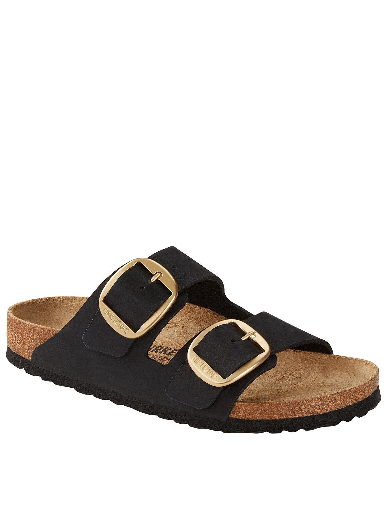 Image of Birkenstock Arizona Big Buckle Nubuck Sandals - Black