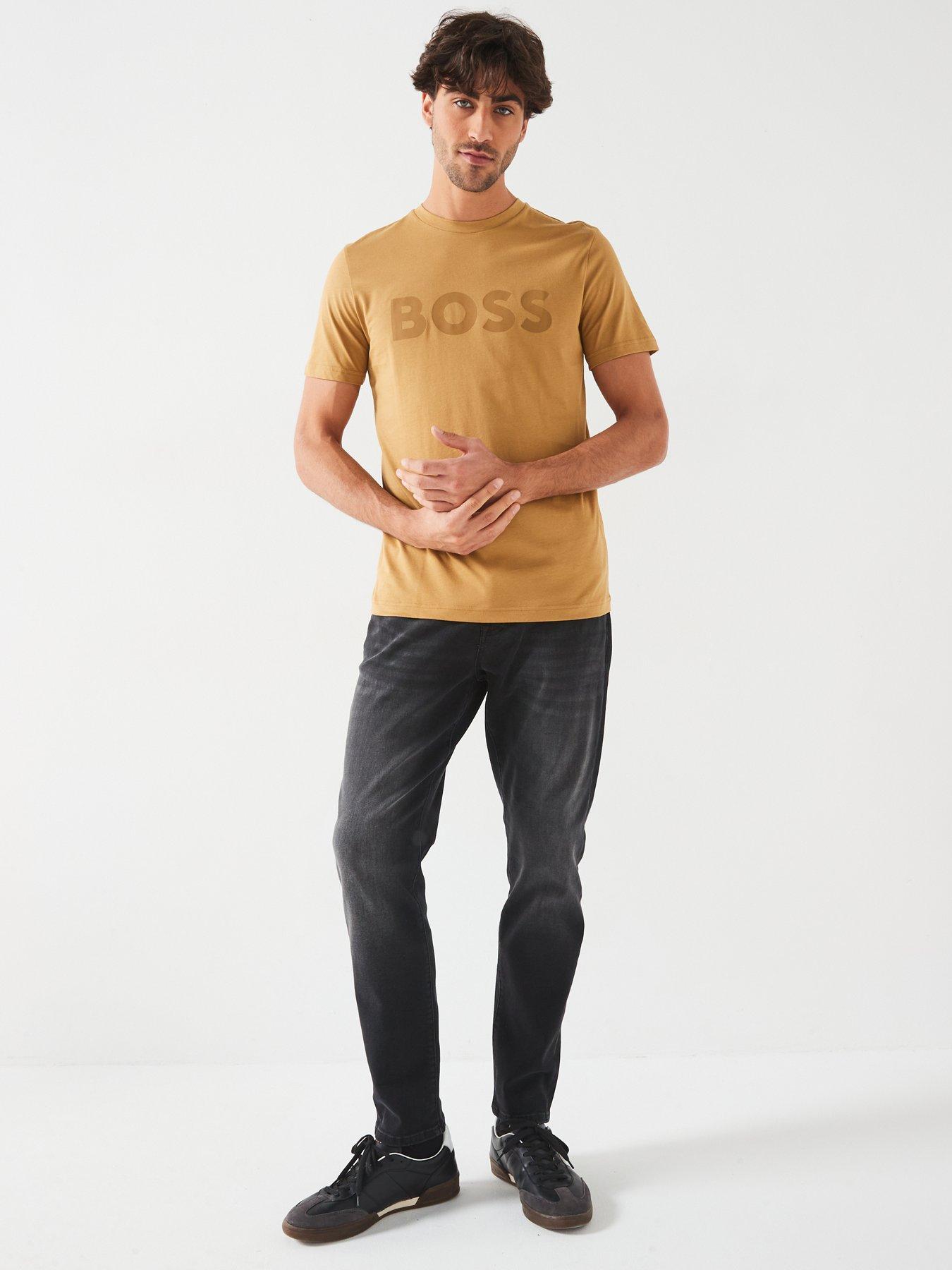 boss-thinking-1-regular-fit-large-logo-t-shirt-beigeback