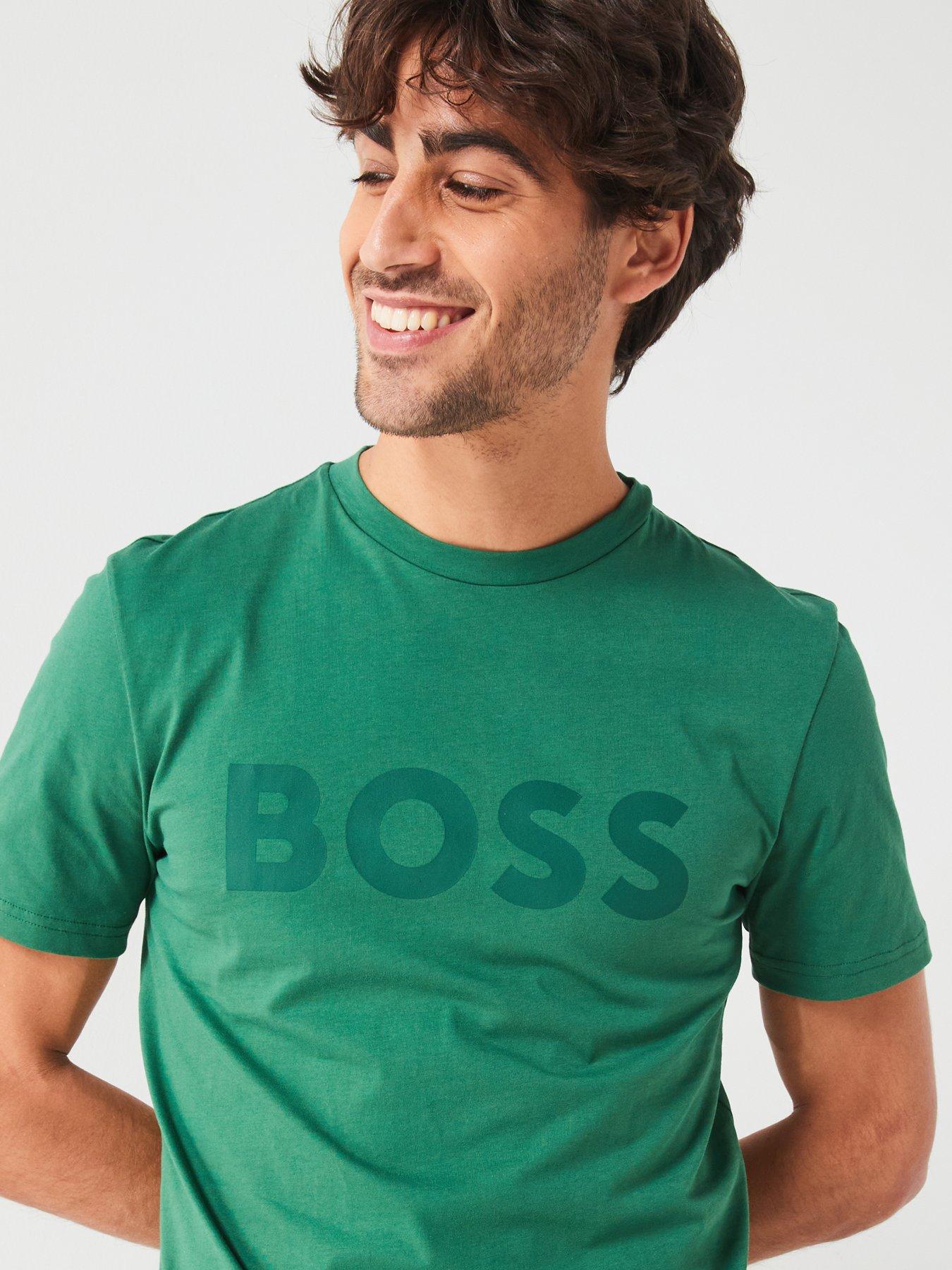 boss-thinking-1-regular-fit-large-logo-t-shirt-greenoutfit