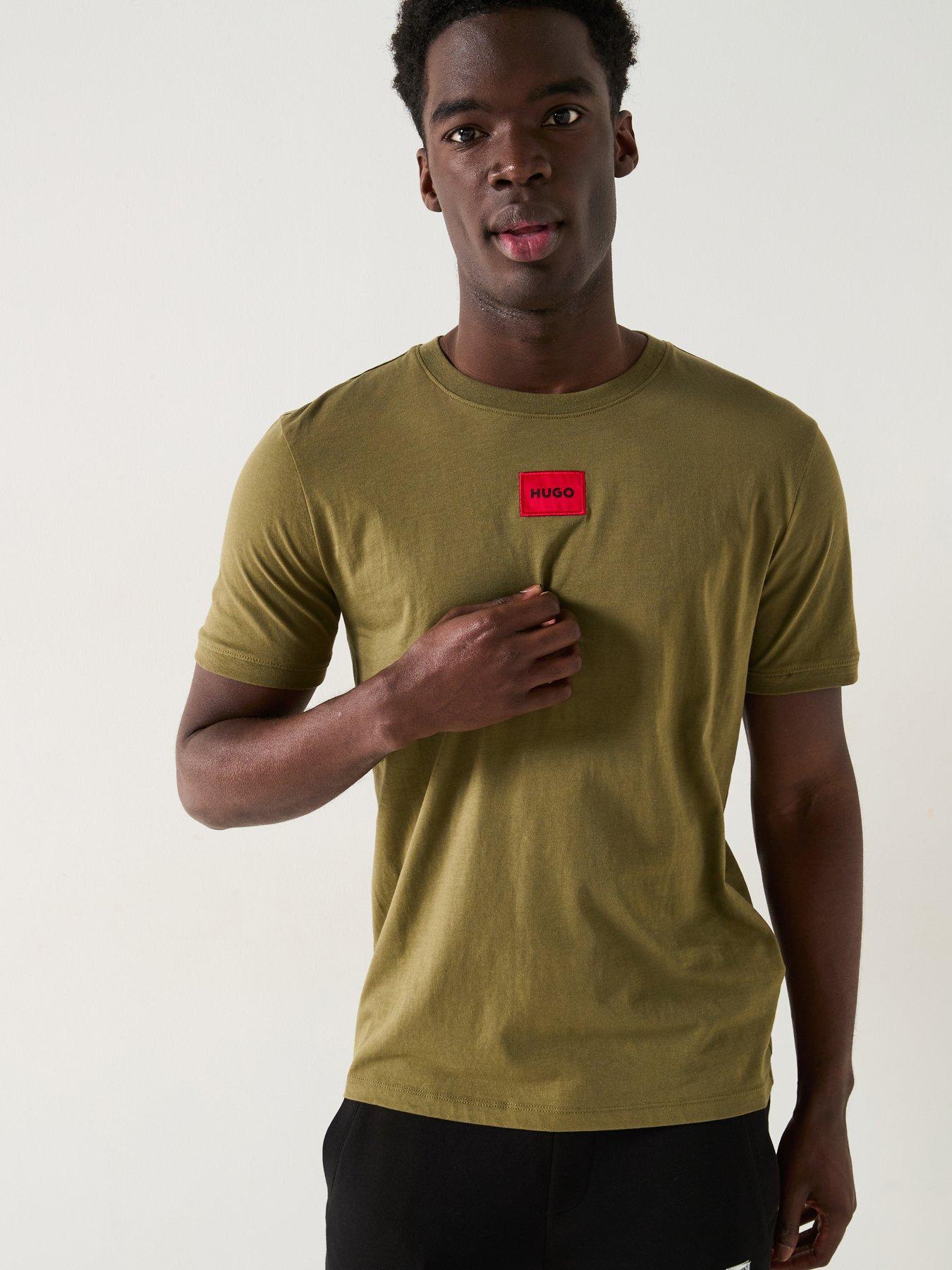 HUGO Diragolino212 Centre Patch Logo T-Shirt - Khaki