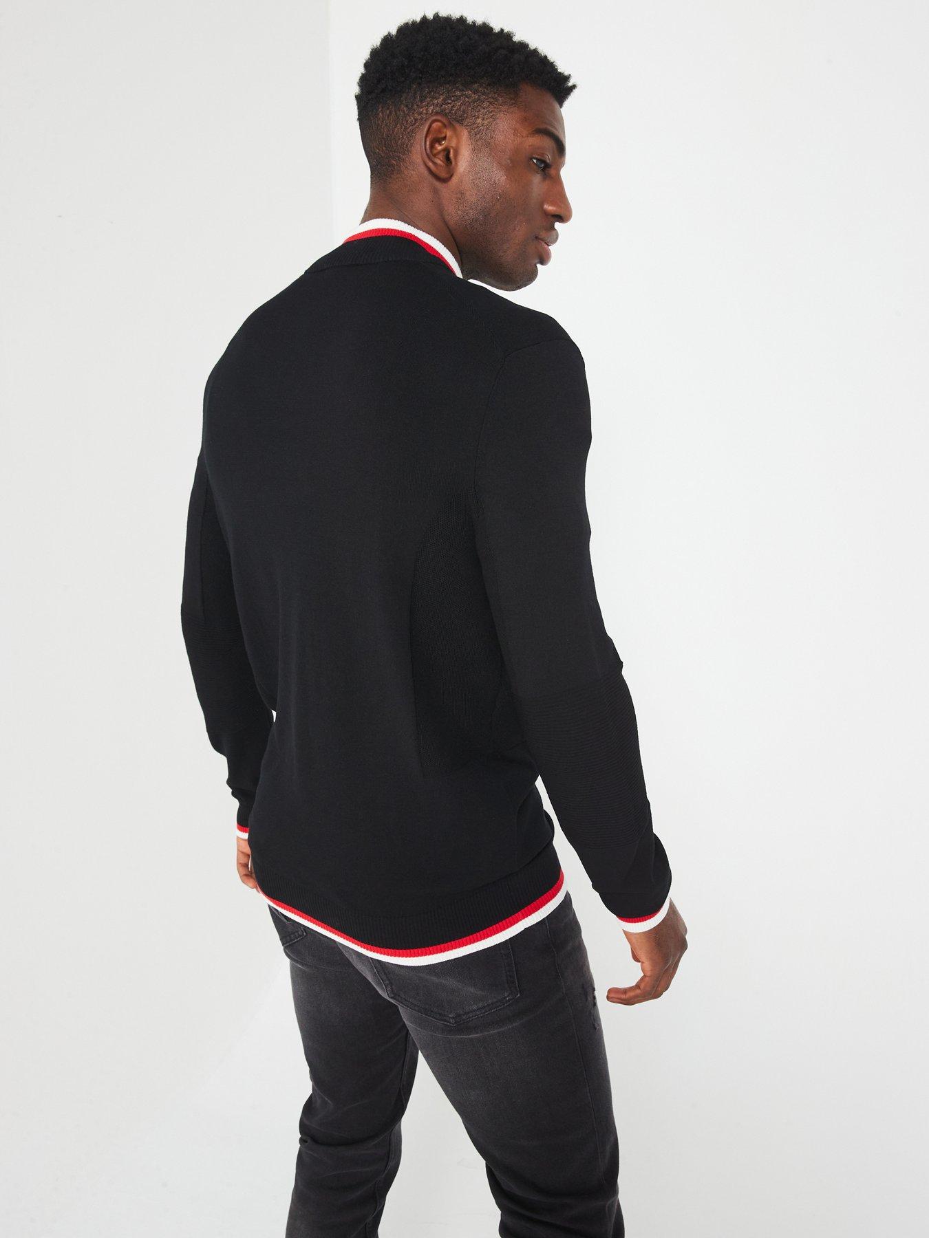 hugo-selo-regular-fit-stacked-logo-14-zip-knitted-jumper-blackstillFront