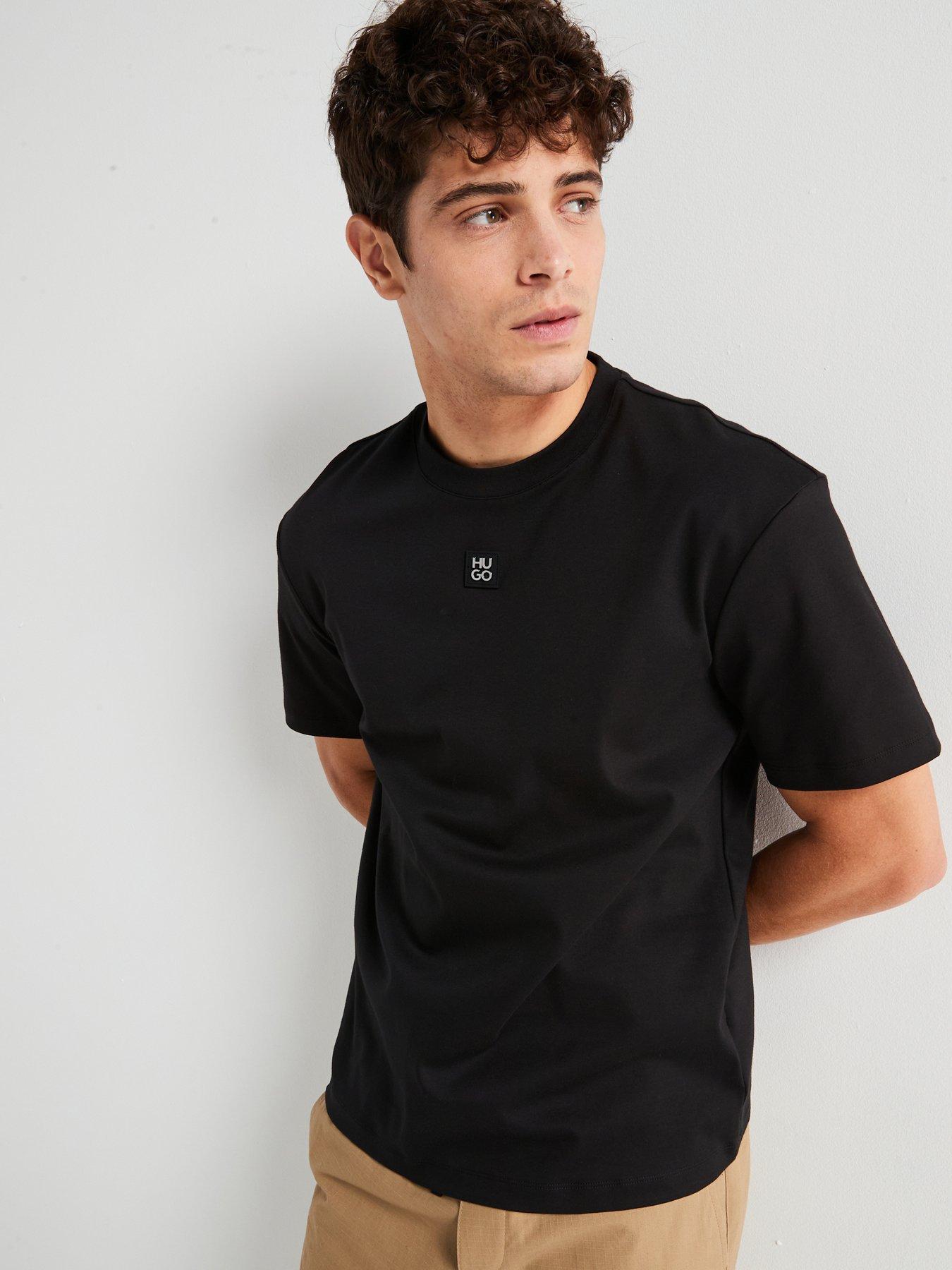 hugo-dalile-regular-fit-centre-stacked-logo-t-shirt-black