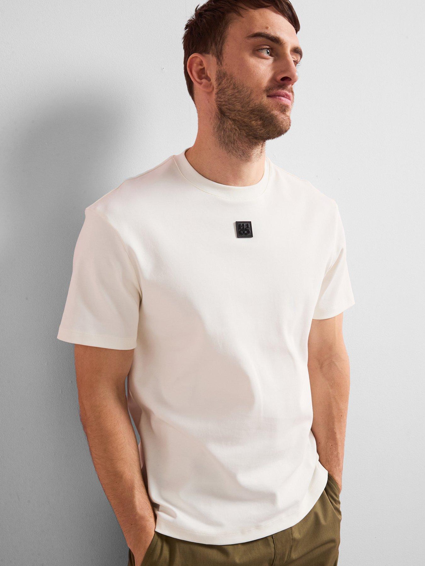 Image 1 of 5 of HUGO Dalile Centre Stacked Nickel Logo T-Shirt - Off White