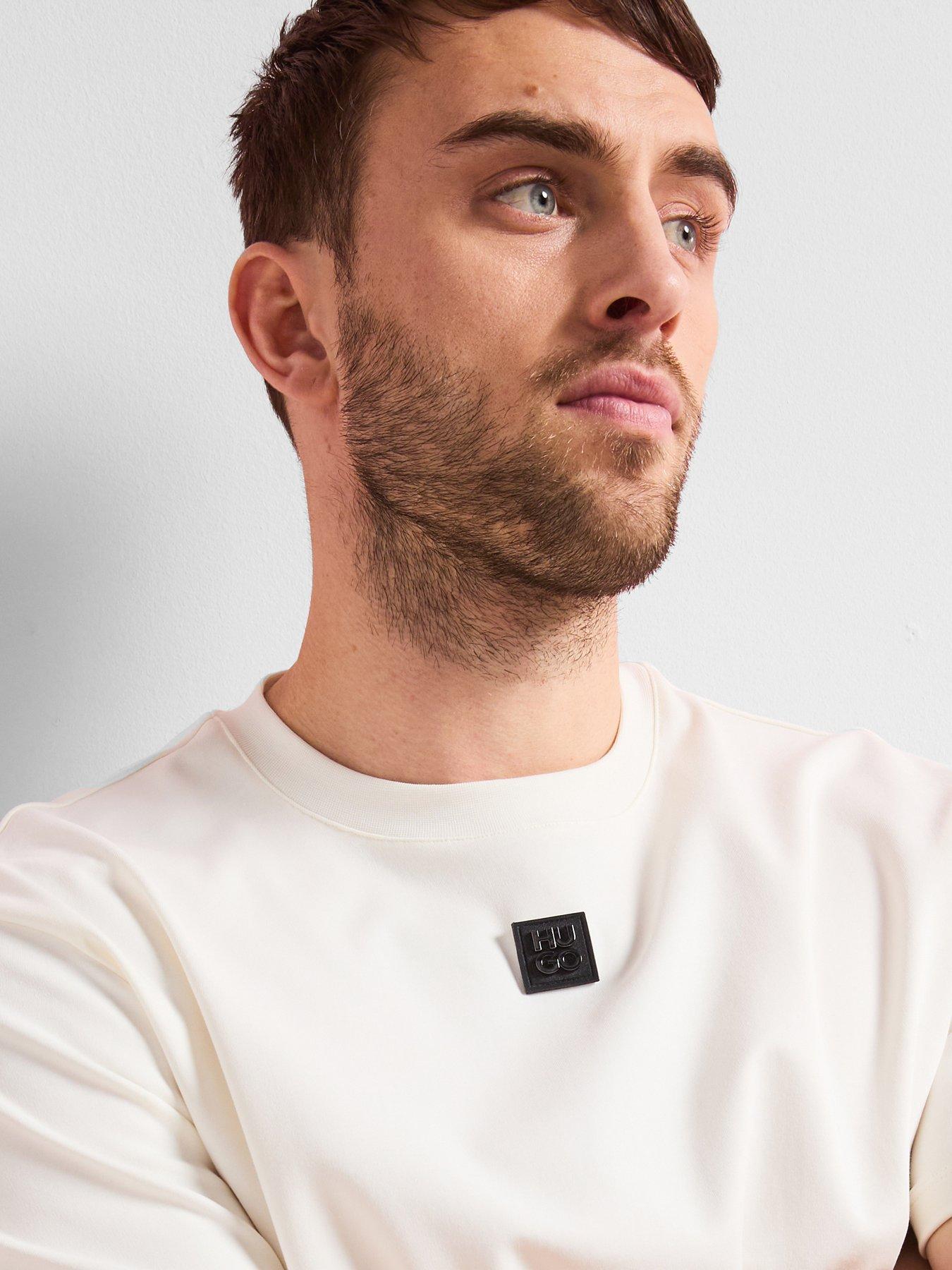 Image 4 of 5 of HUGO Dalile Centre Stacked Nickel Logo T-Shirt - Off White