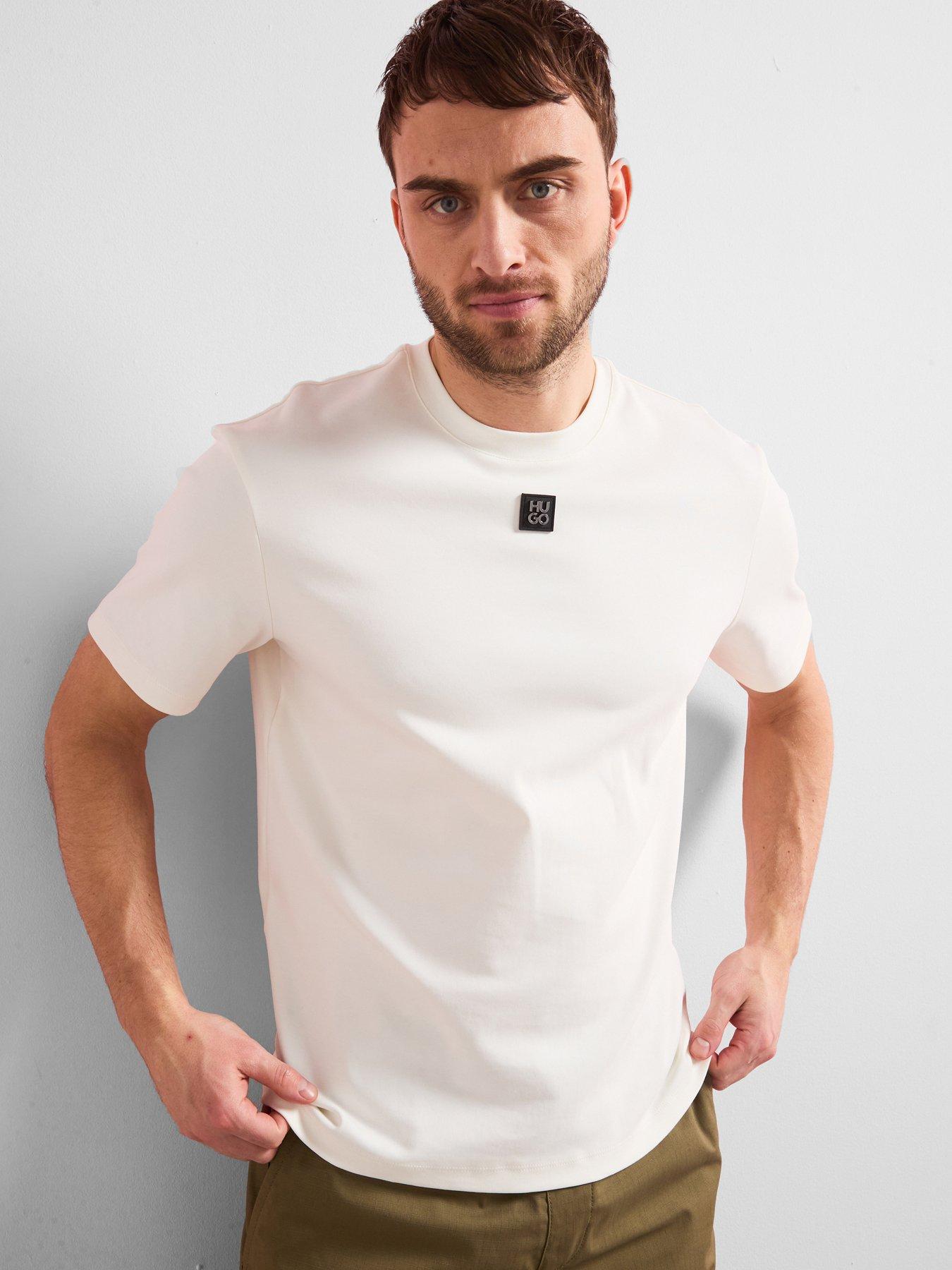 Image 5 of 5 of HUGO Dalile Centre Stacked Nickel Logo T-Shirt - Off White