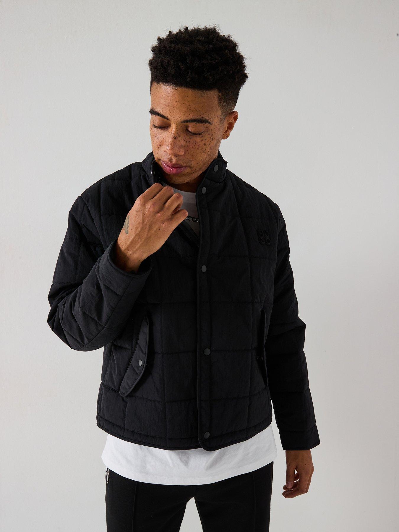 Image of HUGO Birol2511 Square Quilted Harrington Jacket - Black