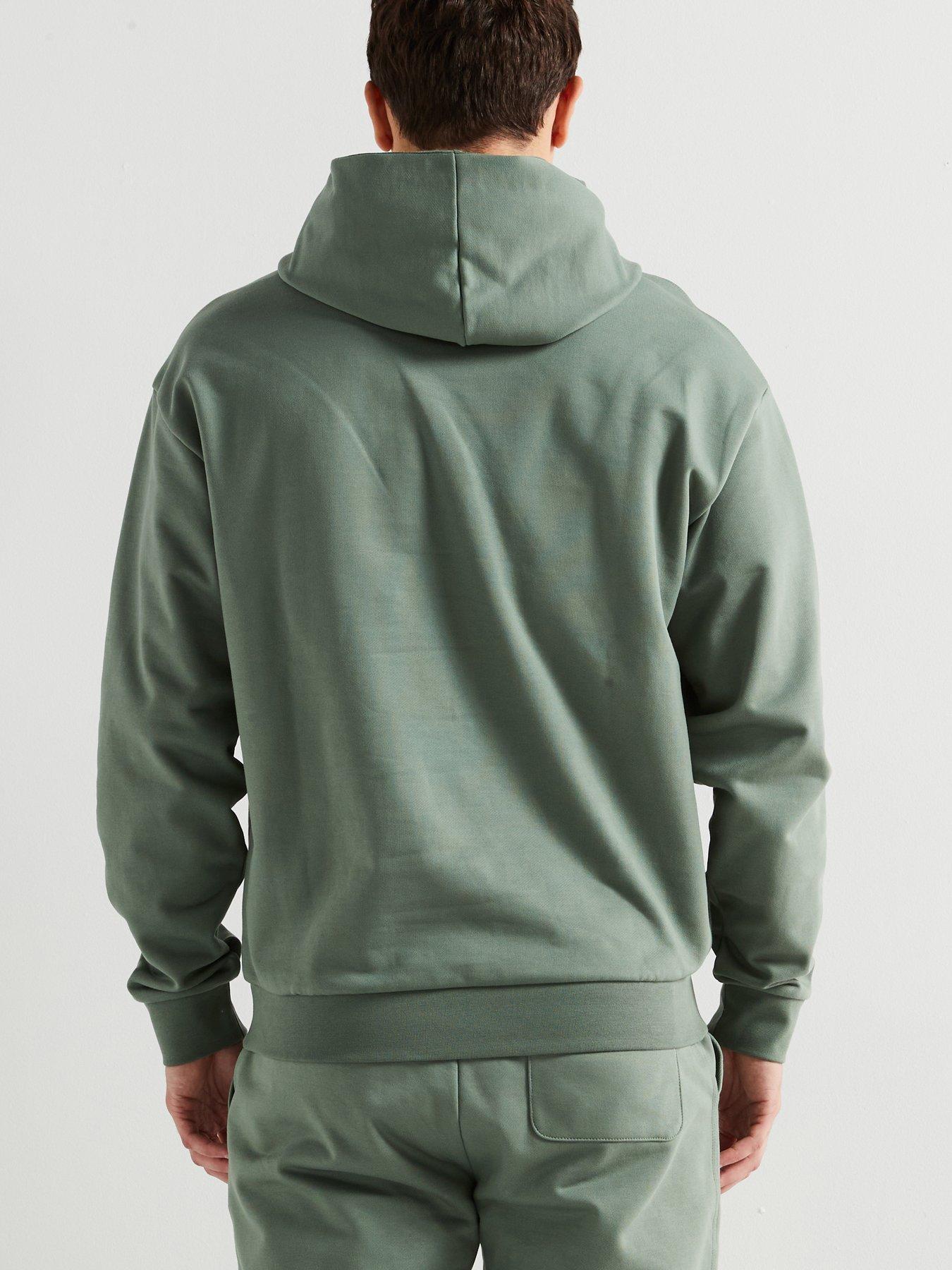 hugo-defnio-relaxed-fit-smoky-logo-overhead-hoodie-greenstillFront