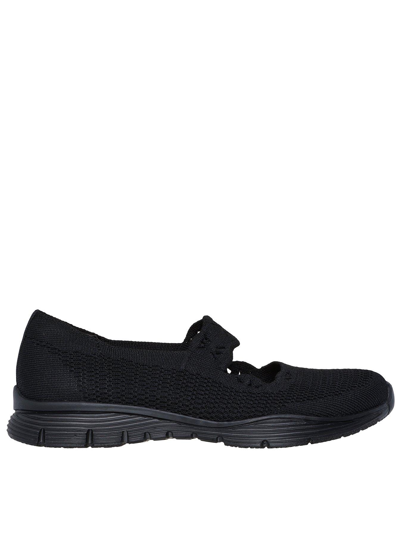 Image of Skechers Seager Slip-on Knitted Mary Jane Shoe - Black