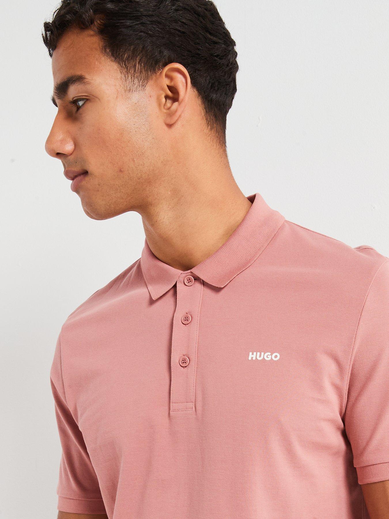 Image 4 of 4 of HUGO Donos222 Regular Fit Left Chest Logo Polo Shirt - Pink