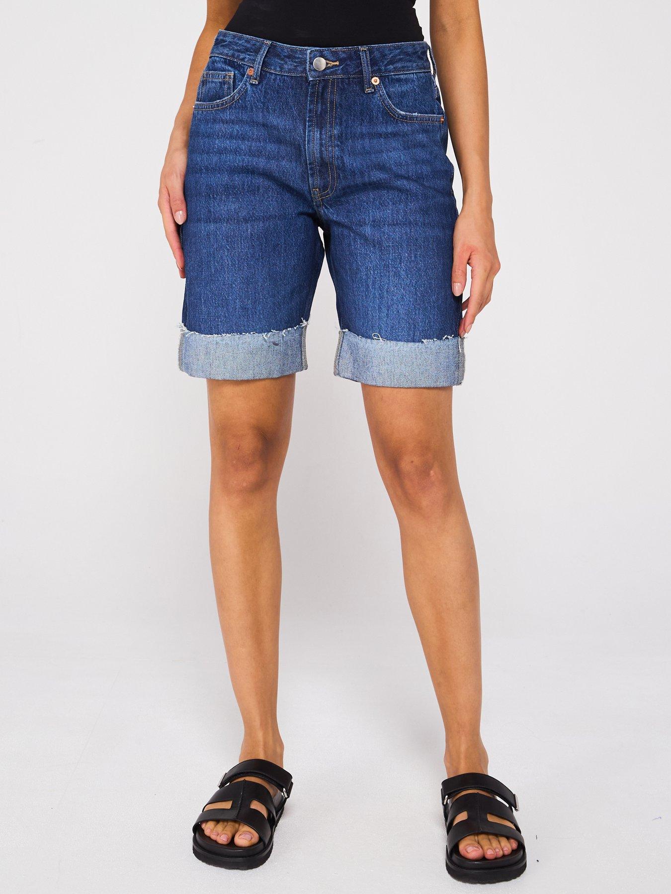 Image 1 of 6 of V by Very Boyfriend Denim Shorts - Dark Wash
