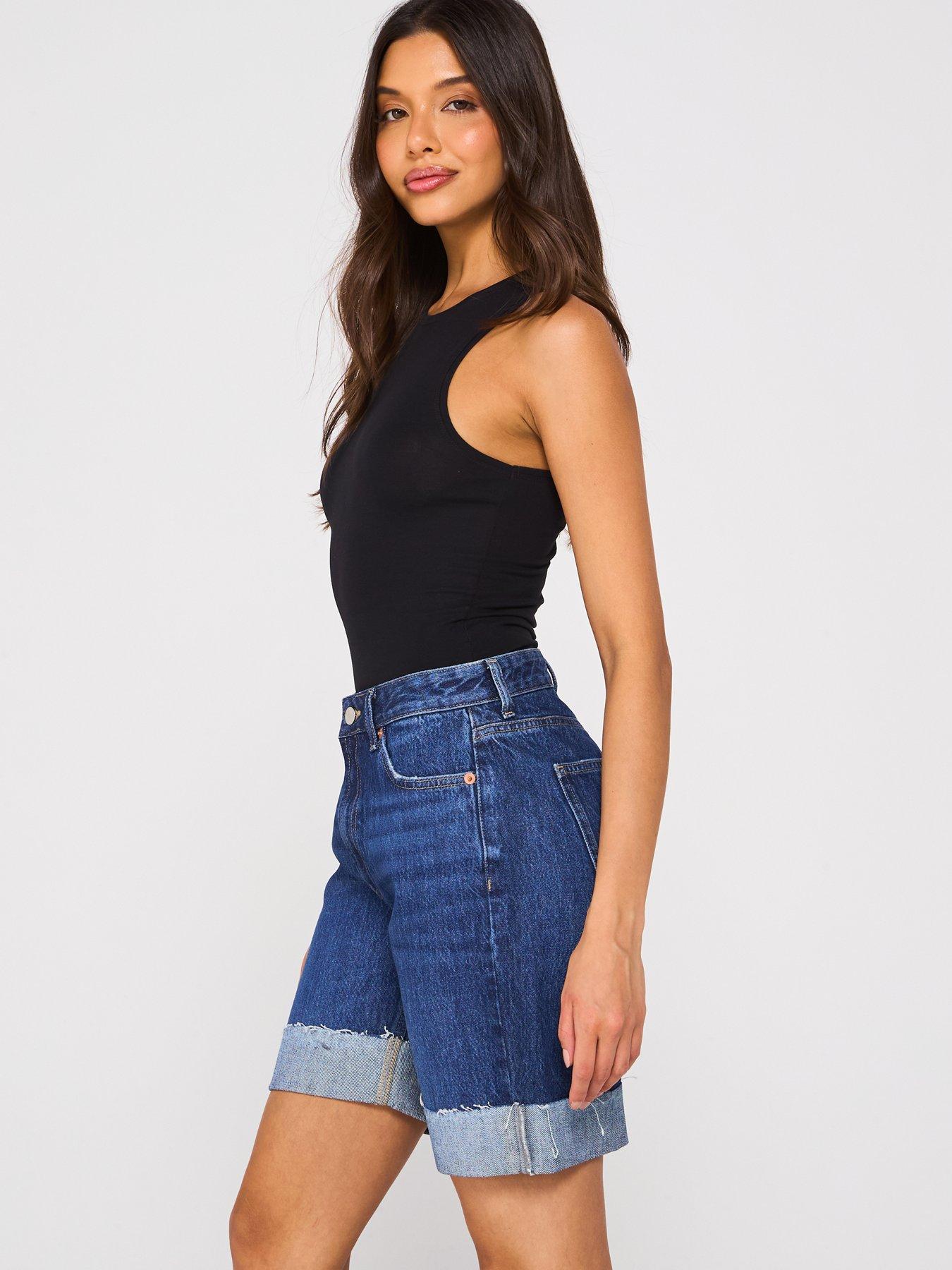 Image 5 of 6 of V by Very Boyfriend Denim Shorts - Dark Wash