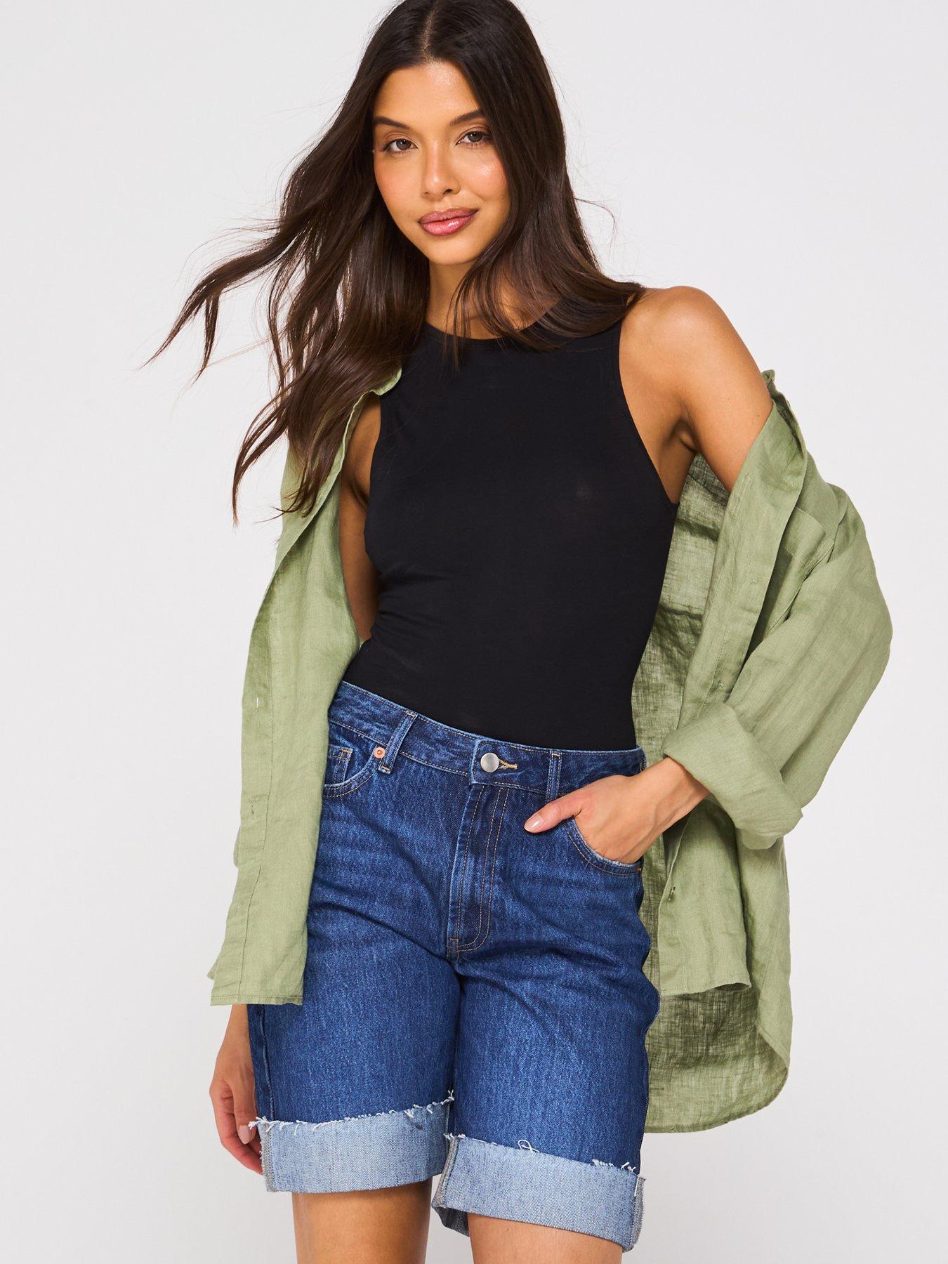 Image 6 of 6 of V by Very Boyfriend Denim Shorts - Dark Wash