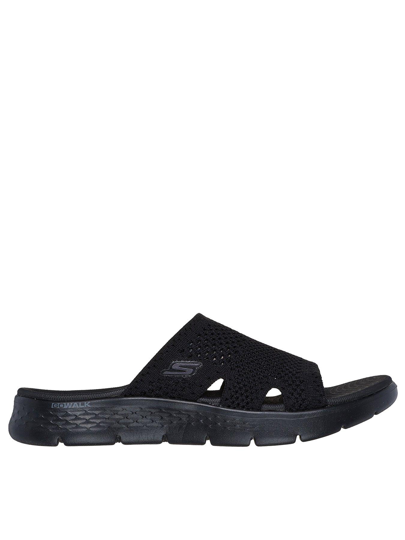 skechers-go-walk-flex-textured-knit-sandal-blackfront