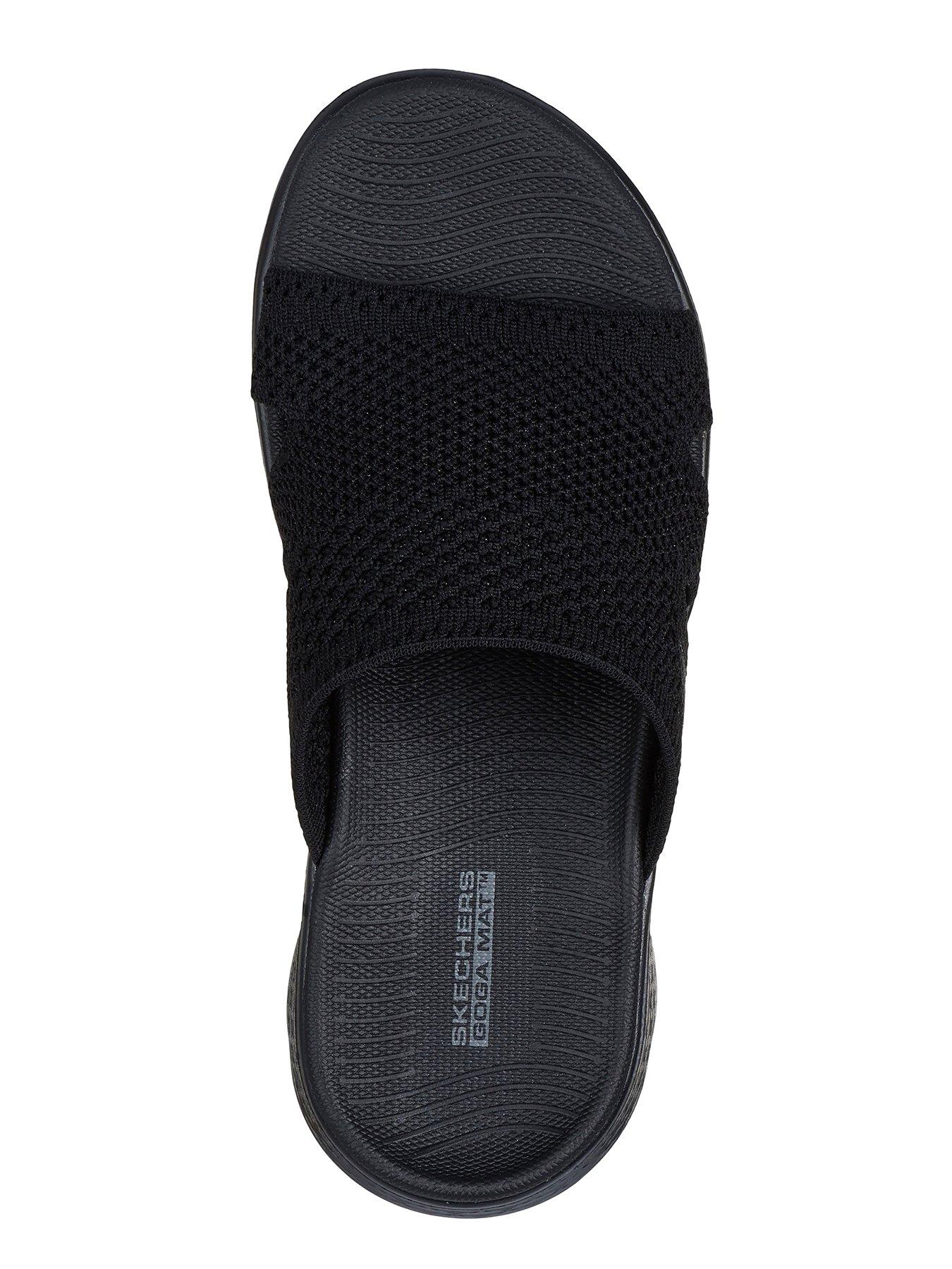 skechers-go-walk-flex-textured-knit-sandal-blackoutfit