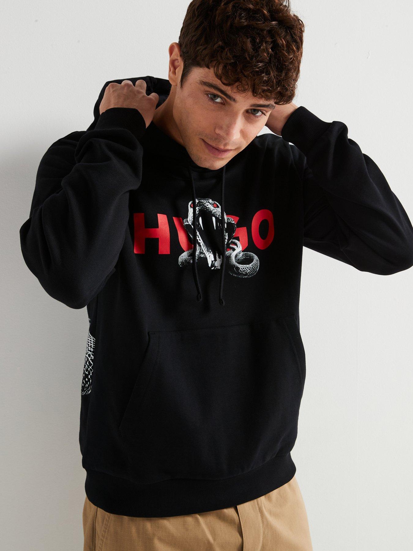 hugo-dueleyo-regular-fit-back-print-snake-logo-hoodie-black