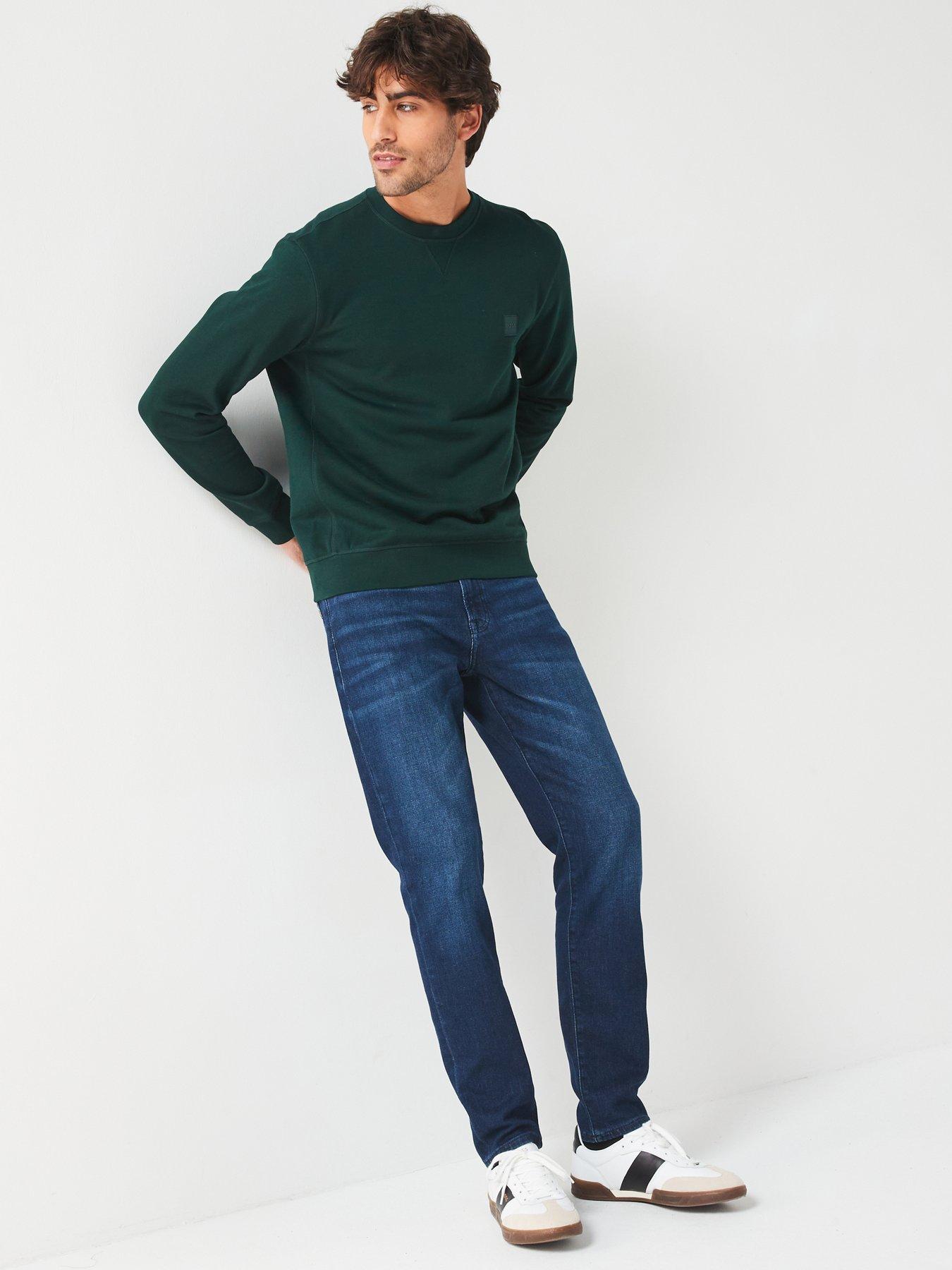 boss-westart-relaxed-fit-crew-sweatshirt-dark-greenoutfit