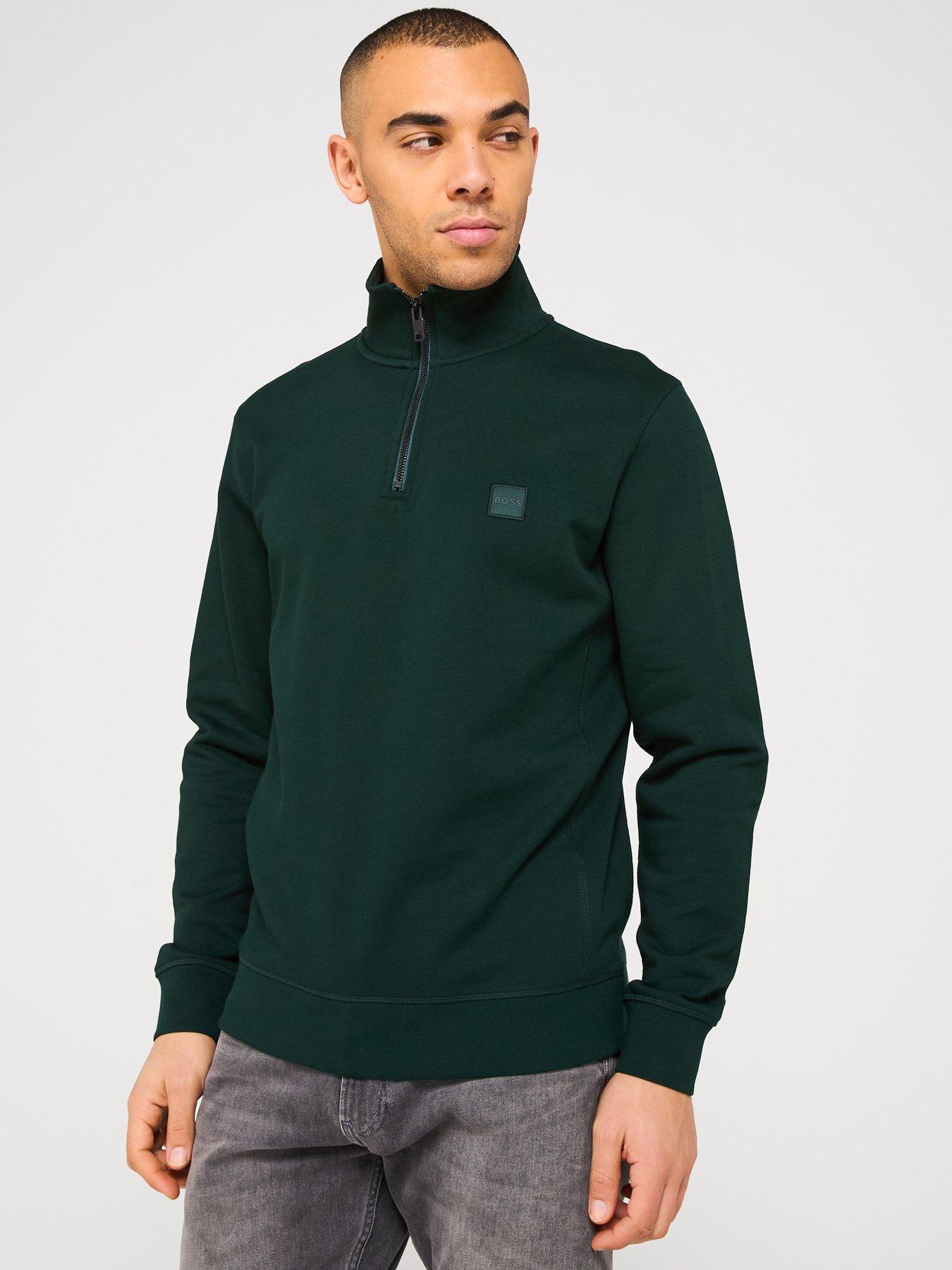 boss-zetrust-14-zip-sweatshirt-dark-greenfront
