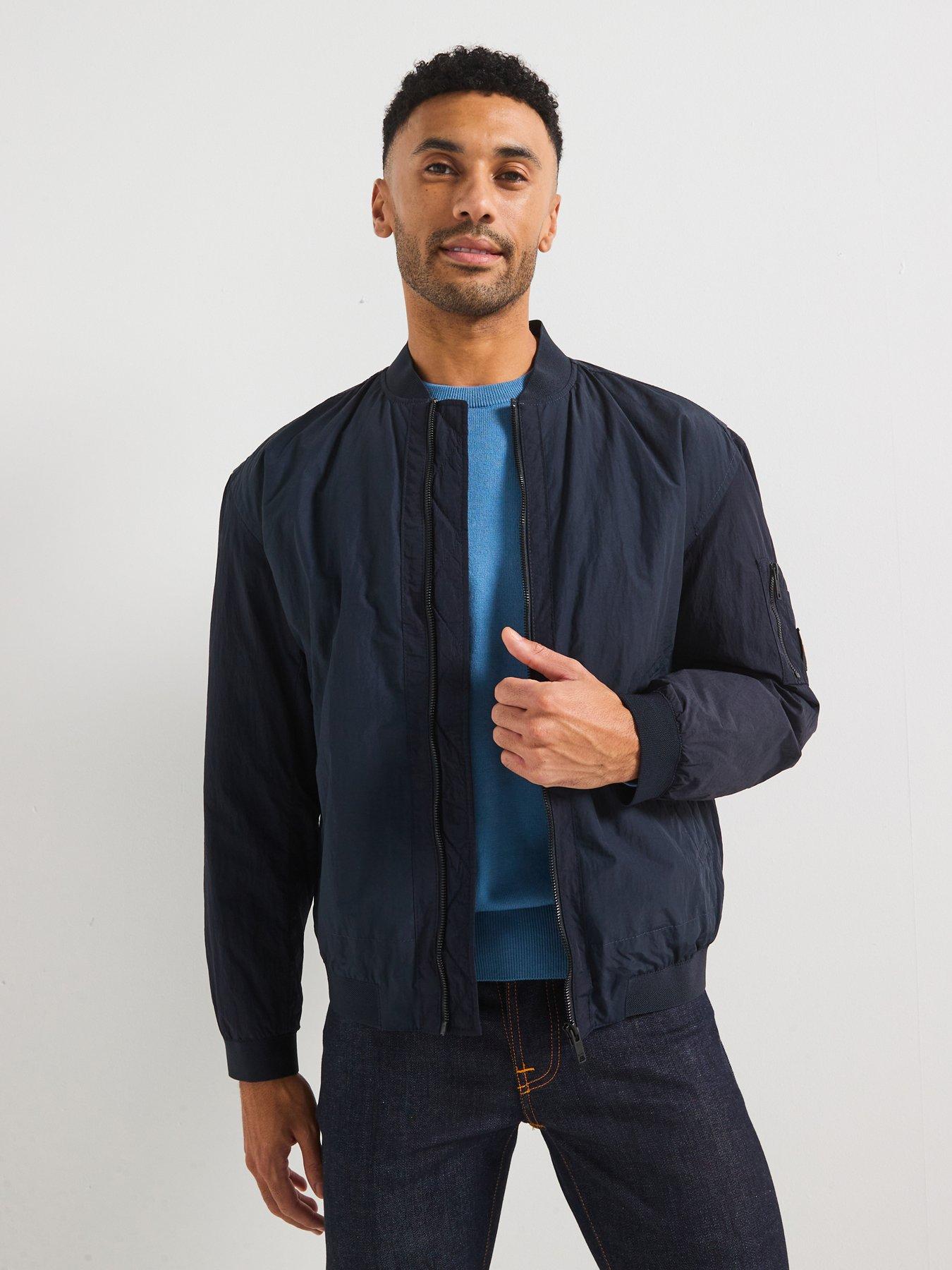Image of BOSS Boss Olmec Relaxed Fit Padded Bomber Jacket - Dark Blue