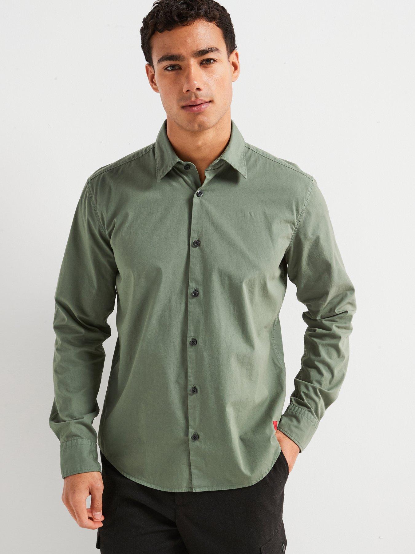 hugo-ermo-patch-logo-slim-fit-long-sleeve-shirt-green