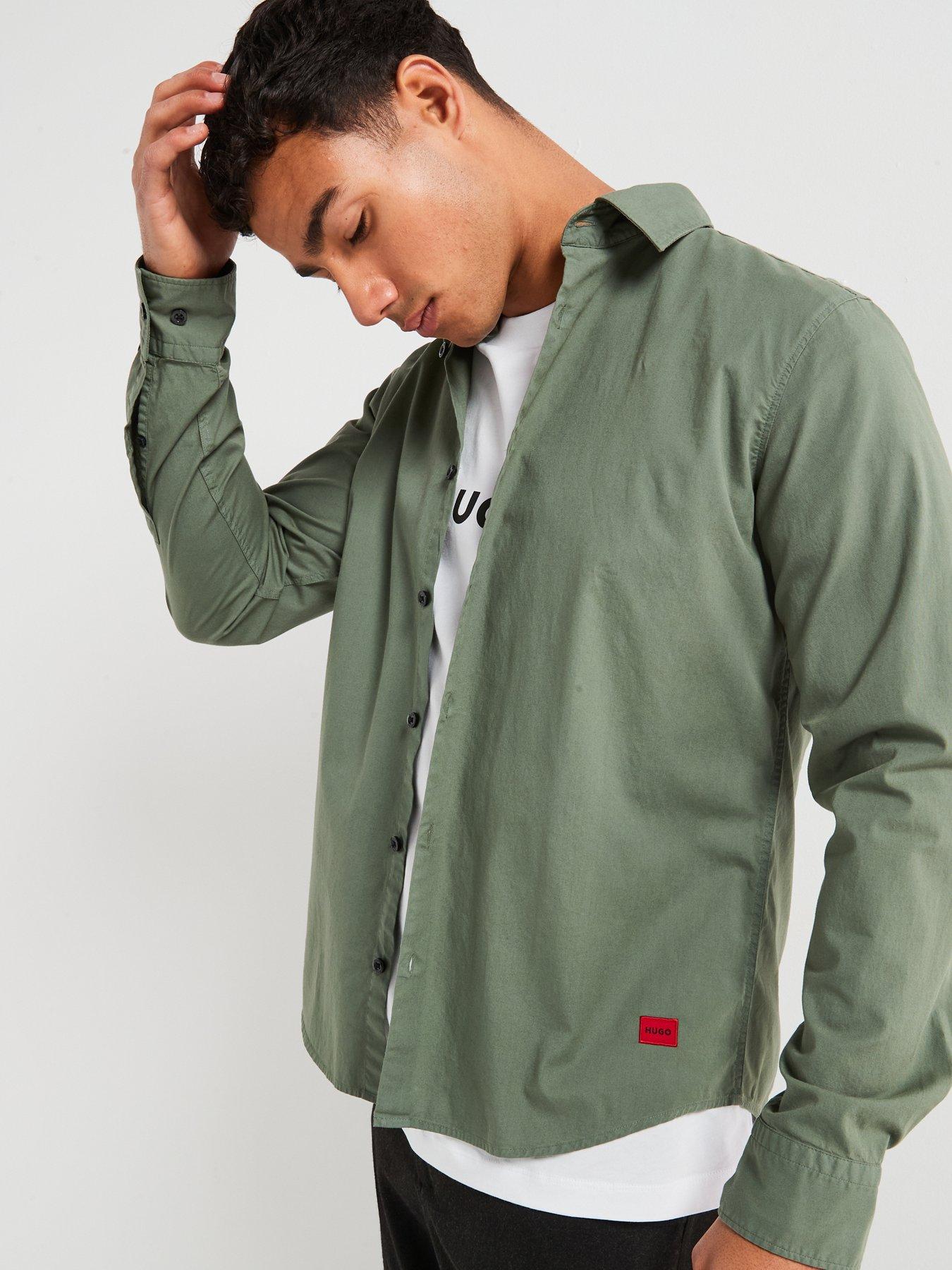 hugo-ermo-patch-logo-slim-fit-long-sleeve-shirt-greenoutfit