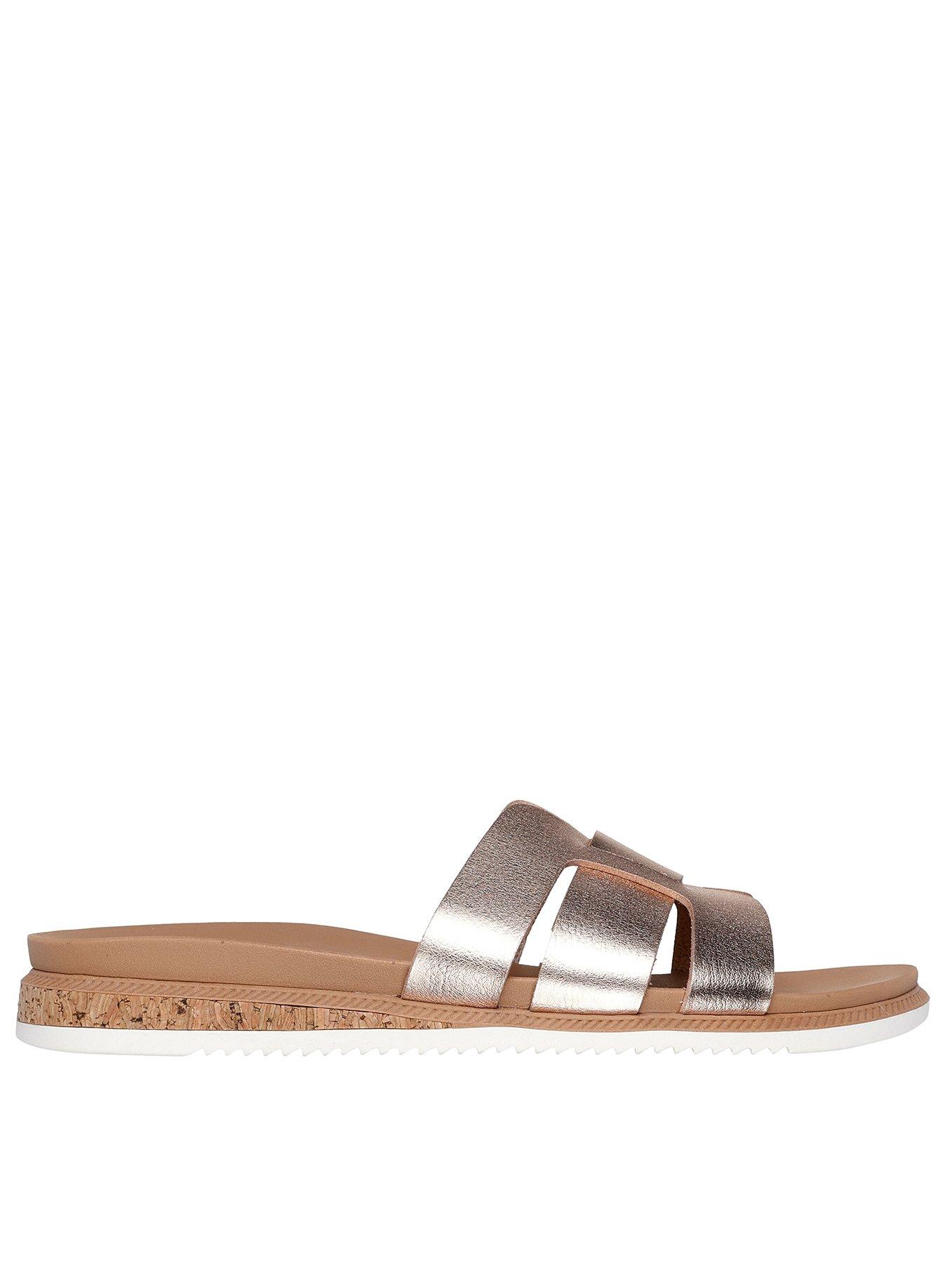 Image 1 of 5 of Skechers Desert Kiss Low Duraleather Strap Slide - Rose Gold
