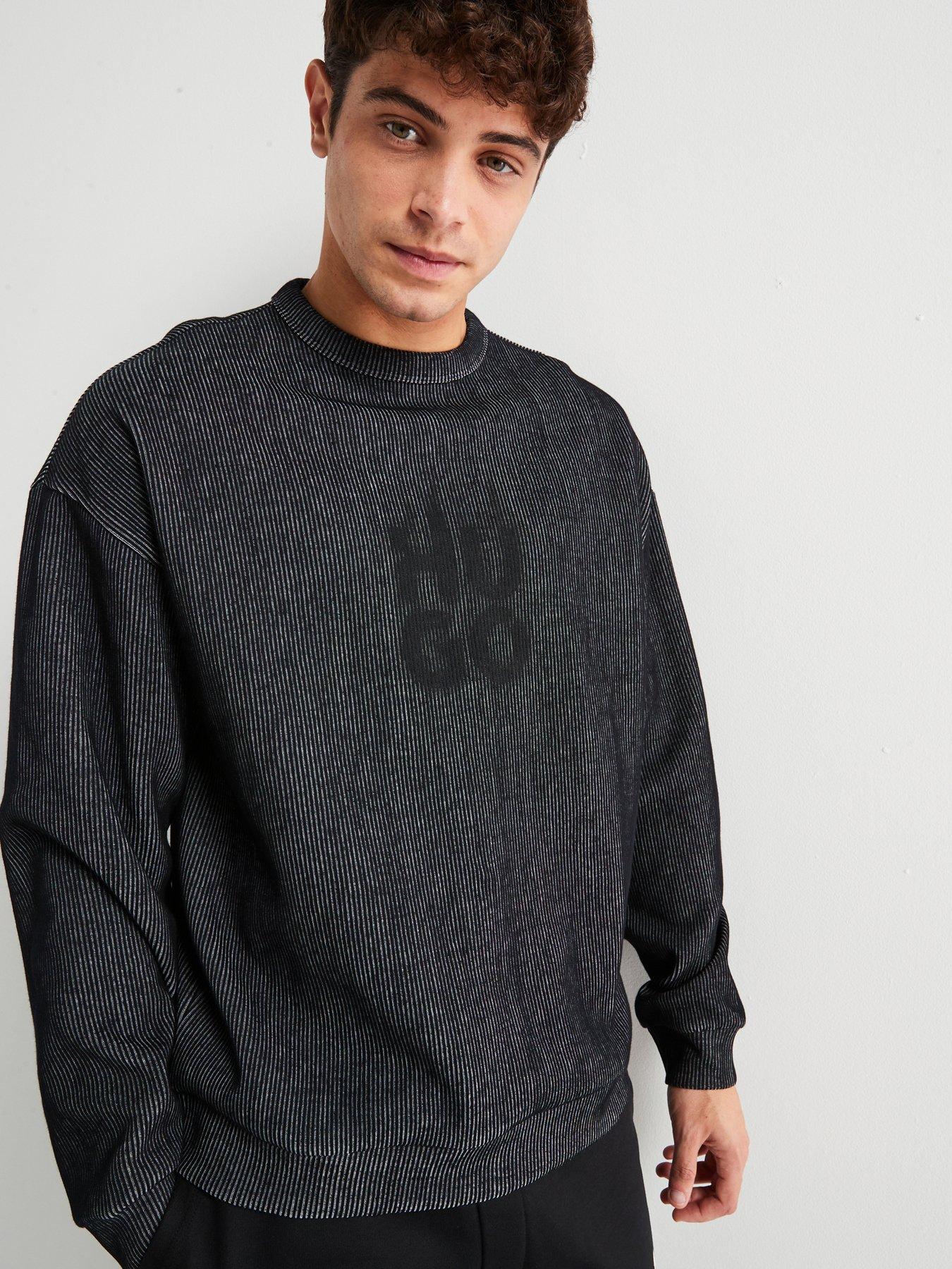 hugo-dinkam-oversized-fit-smoky-logo-ribbed-crew-sweat-black