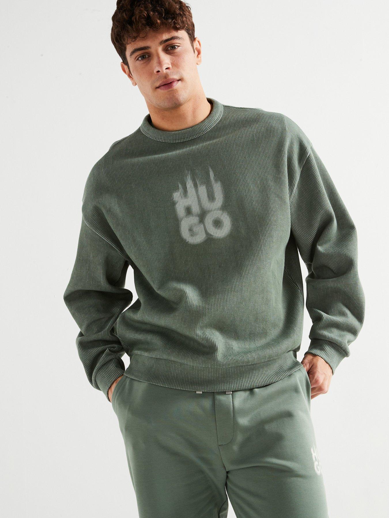 hugo-dinkam-oversized-fit-smoky-logo-ribbed-crew-sweat-green