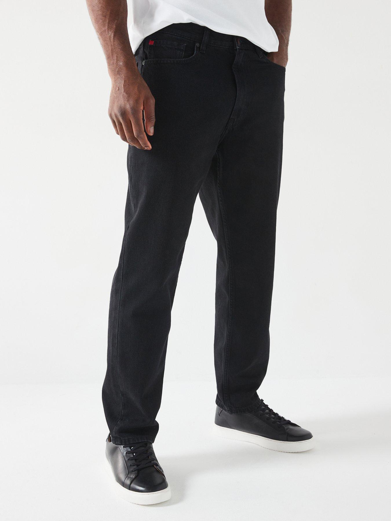 Image 1 of 5 of HUGO Hugo 838 Relaxed Tapered Fit Egyptian Cotton Jeans - Black