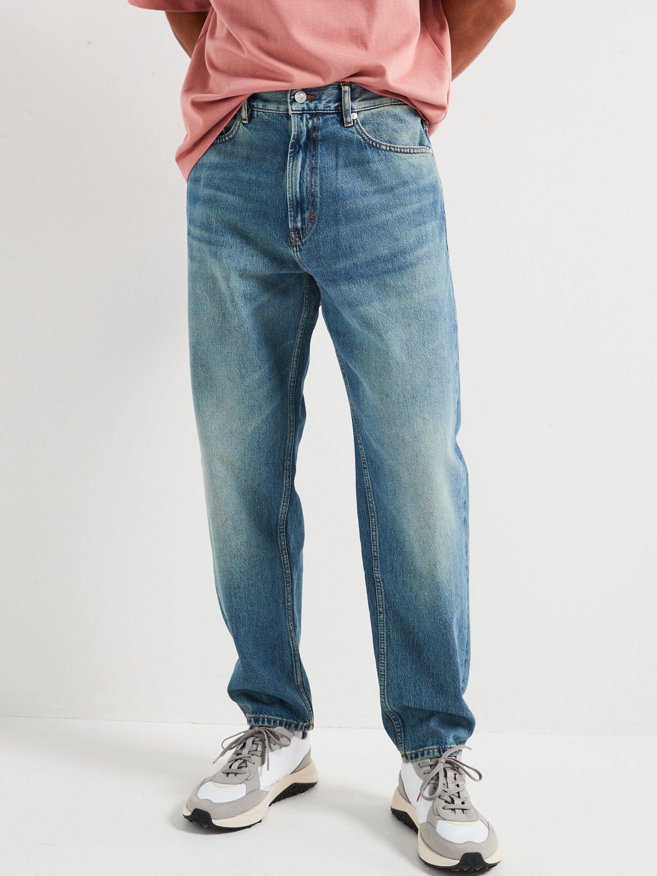 undefined Hugo 838 Relaxed Tapered Fit Egyptian Cotton Jeans - Mid Wash
