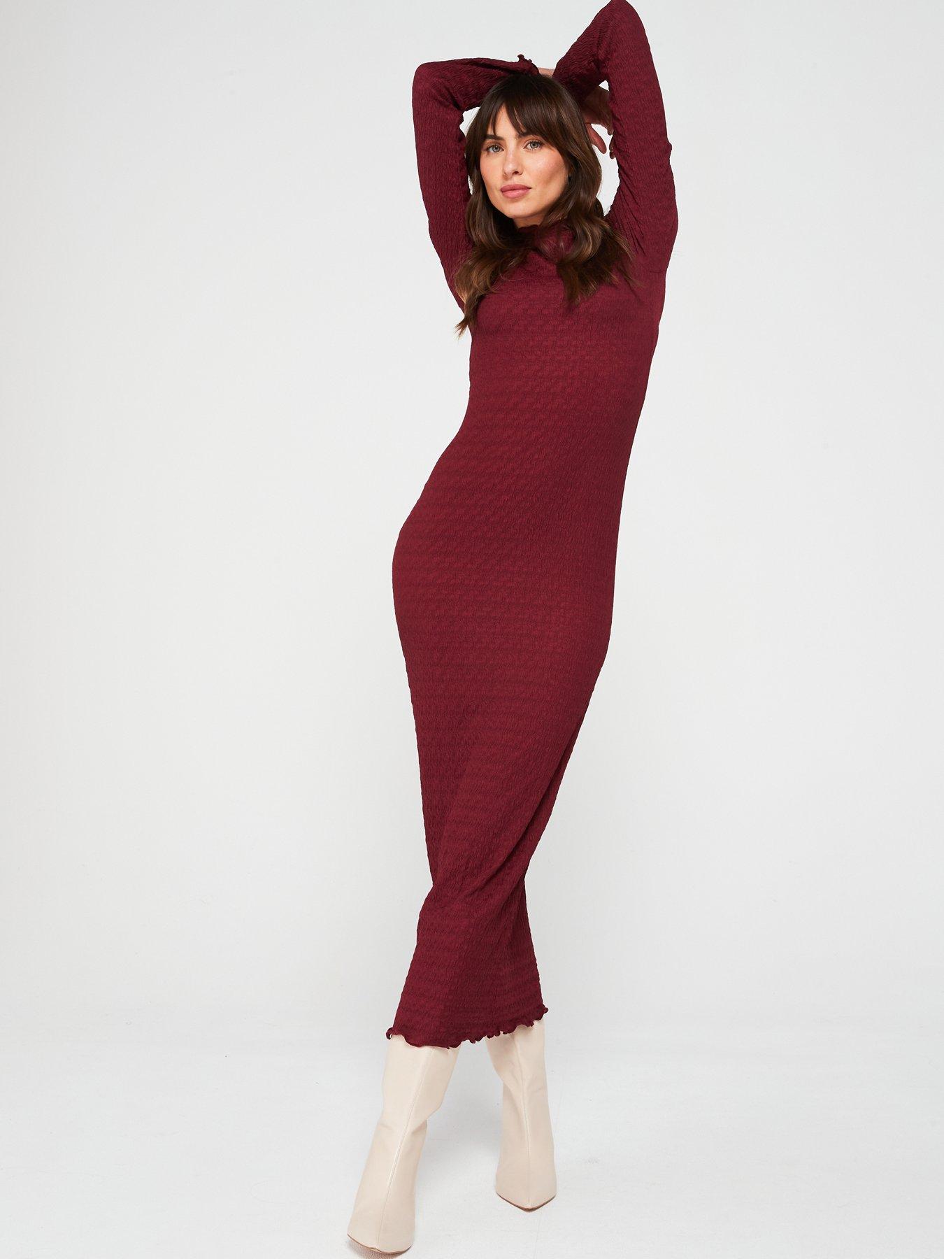 v-by-very-textured-fluted-sleeve-high-neck-midaxi-dress-purpleback