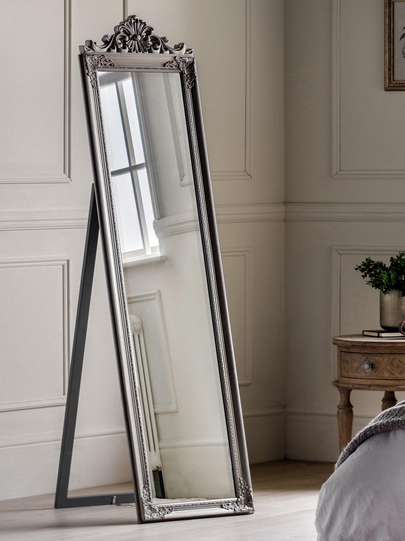 Image of Gallery Direct Lambeth Wood Cheval Mirror - Silver