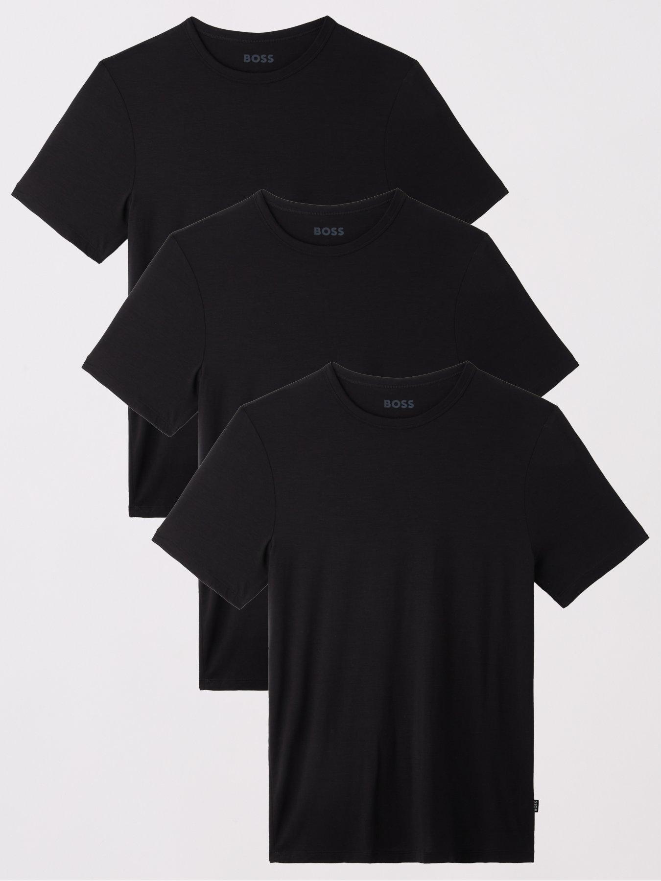 Image 1 of 5 of BOSS 3 Pack Natura Slim Fit Comfort Stretch T-shirts- Black