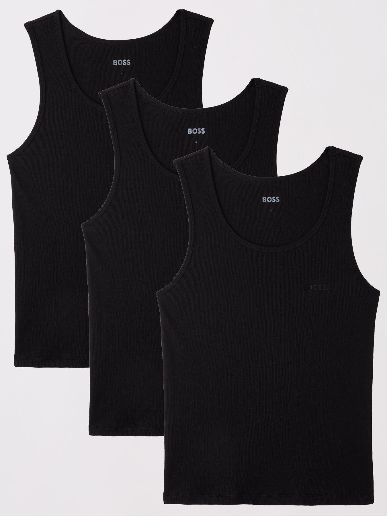 Image 1 of 5 of BOSS Regular Fit 3 Pack Ribbed Vest Top- Black