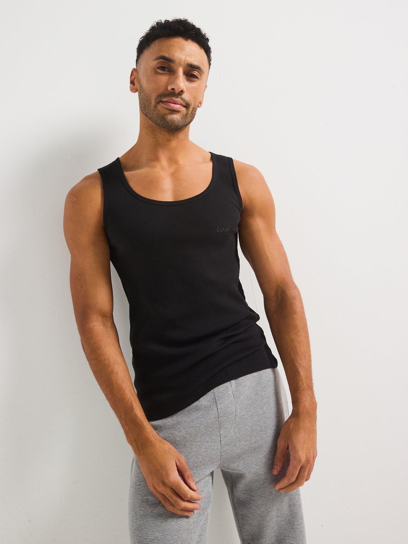 Image 2 of 5 of BOSS Regular Fit 3 Pack Ribbed Vest Top- Black