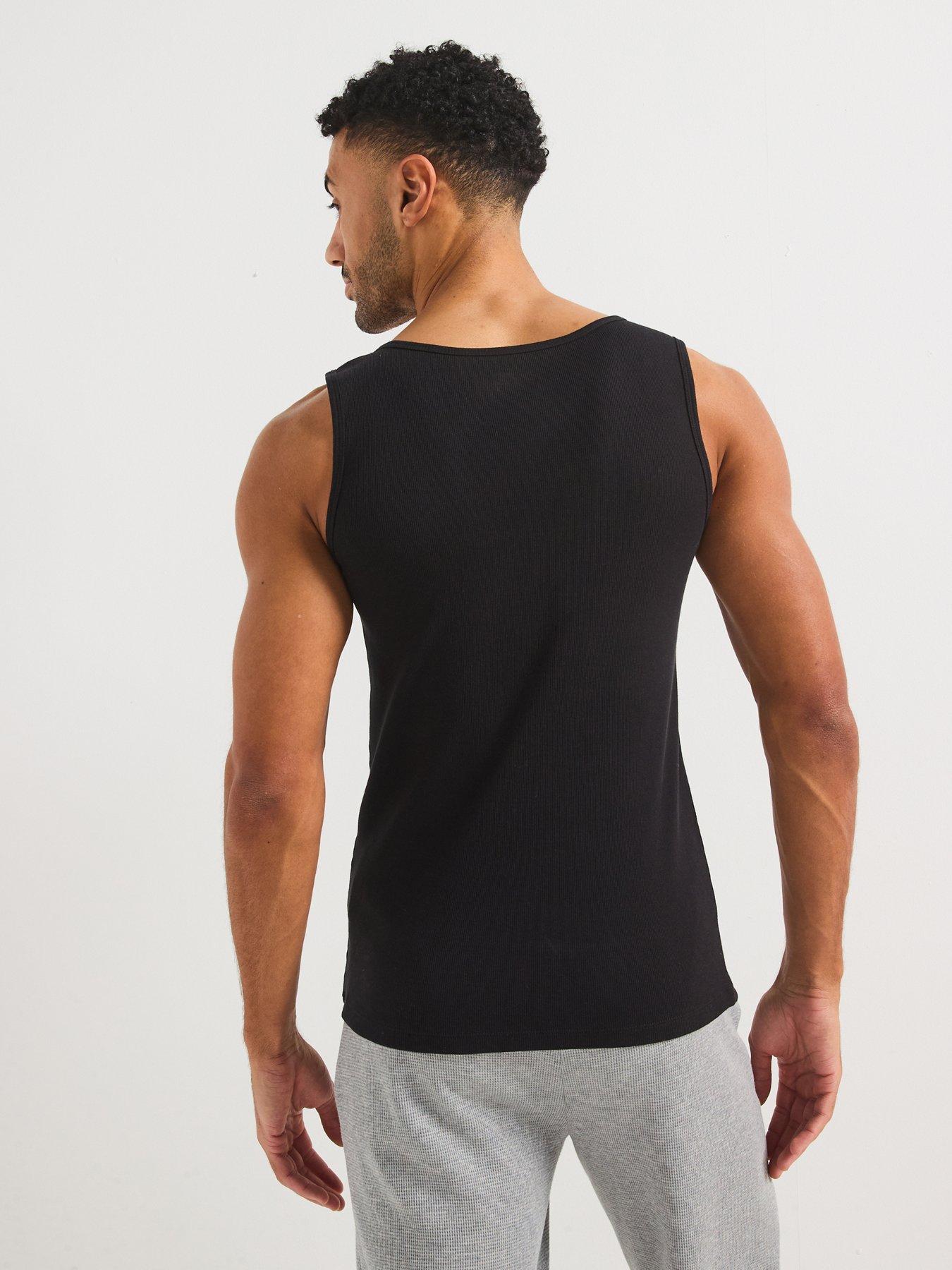 Image 3 of 5 of BOSS Regular Fit 3 Pack Ribbed Vest Top- Black