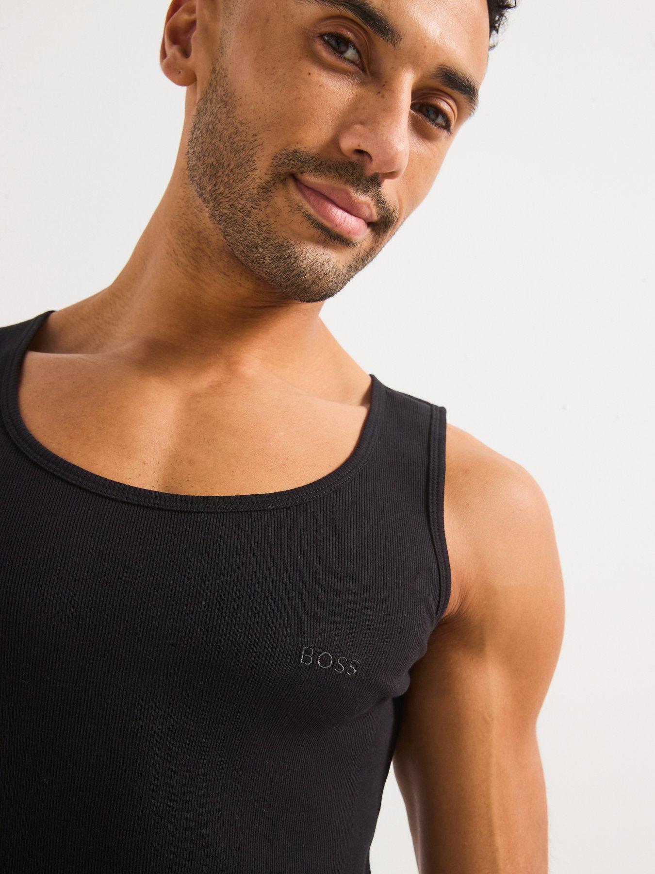 Image 5 of 5 of BOSS Regular Fit 3 Pack Ribbed Vest Top- Black
