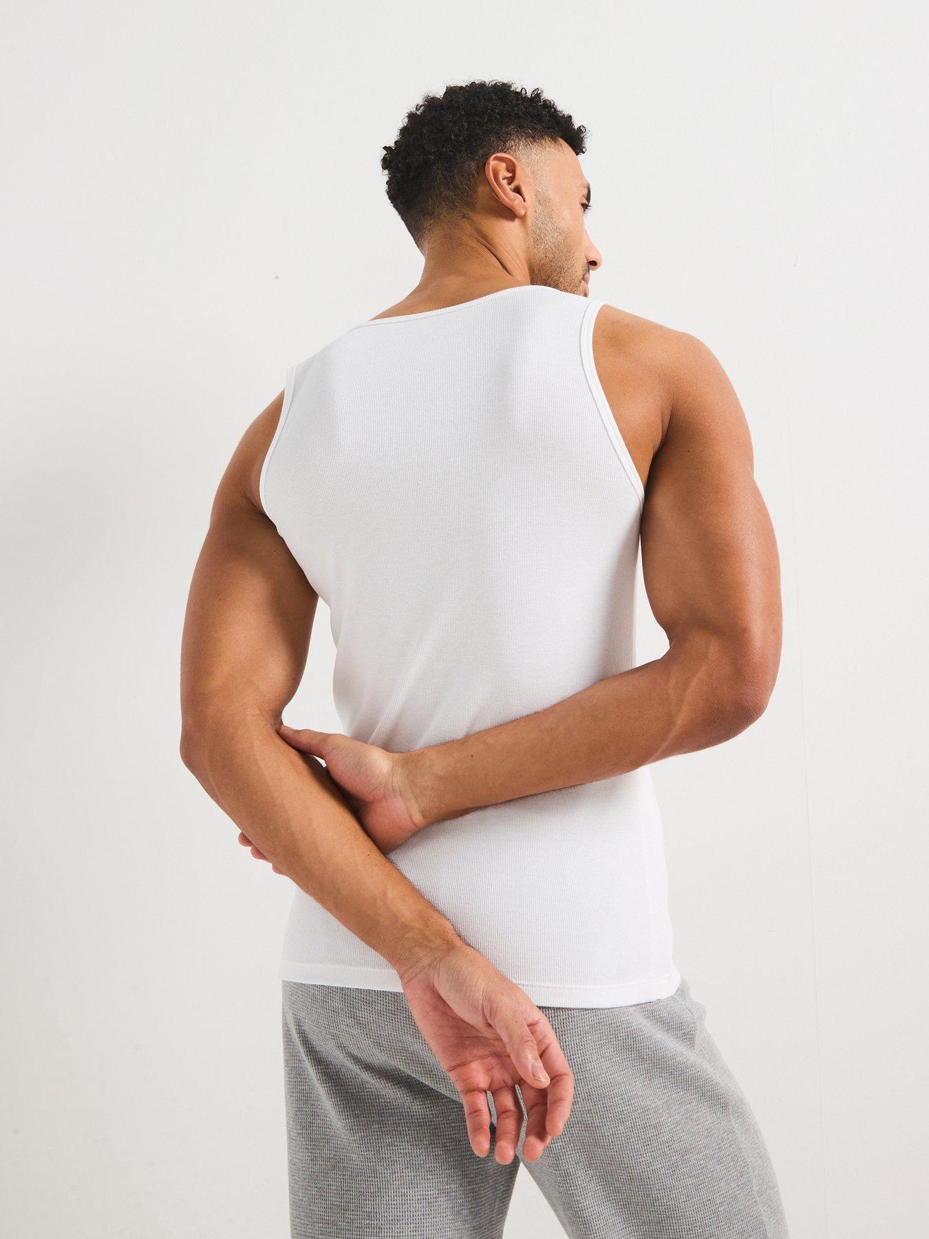 Image 3 of 6 of BOSS Regular Fit 3 Pack Ribbed Vest Top- White