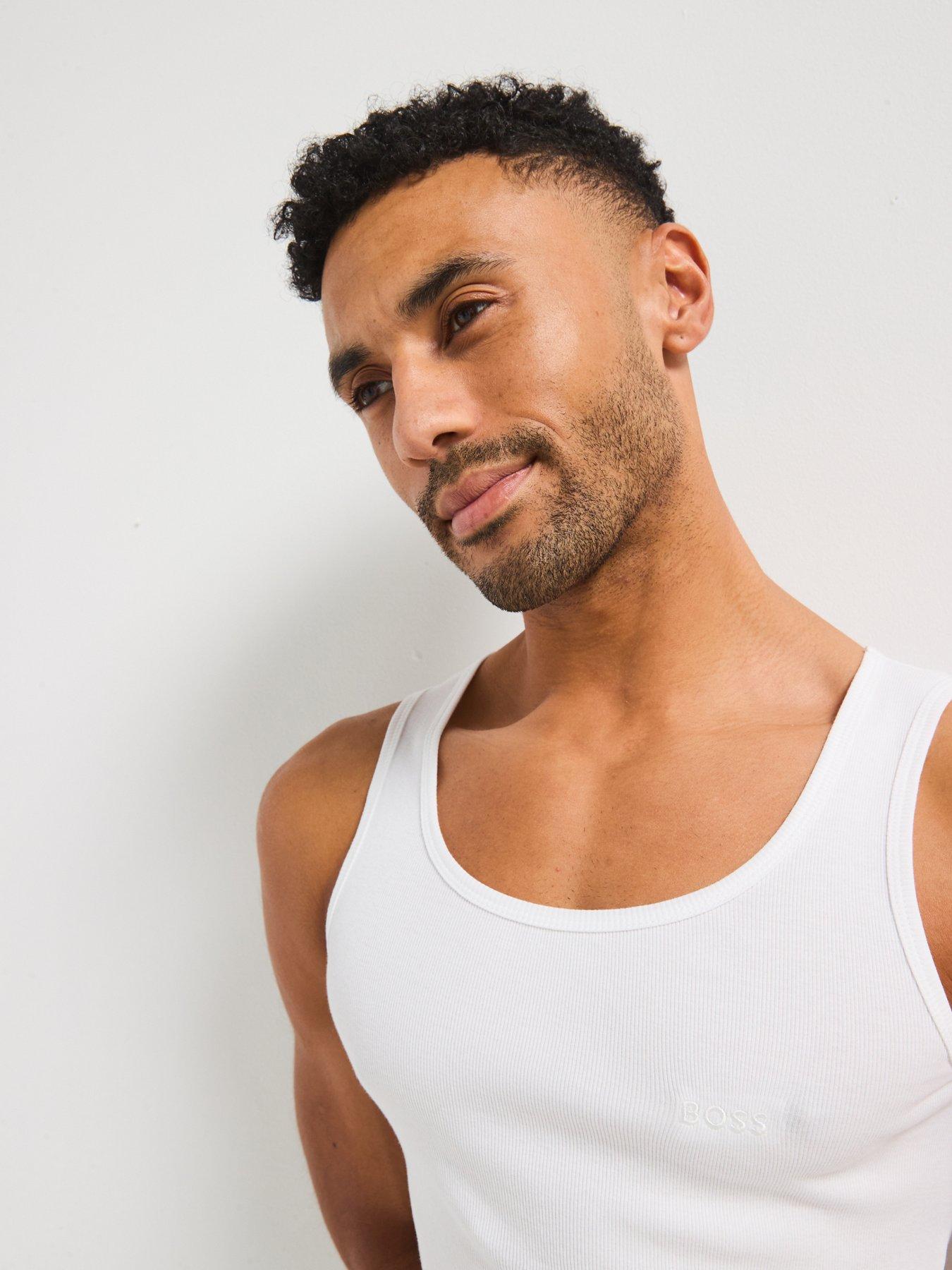Image 5 of 6 of BOSS Regular Fit 3 Pack Ribbed Vest Top- White