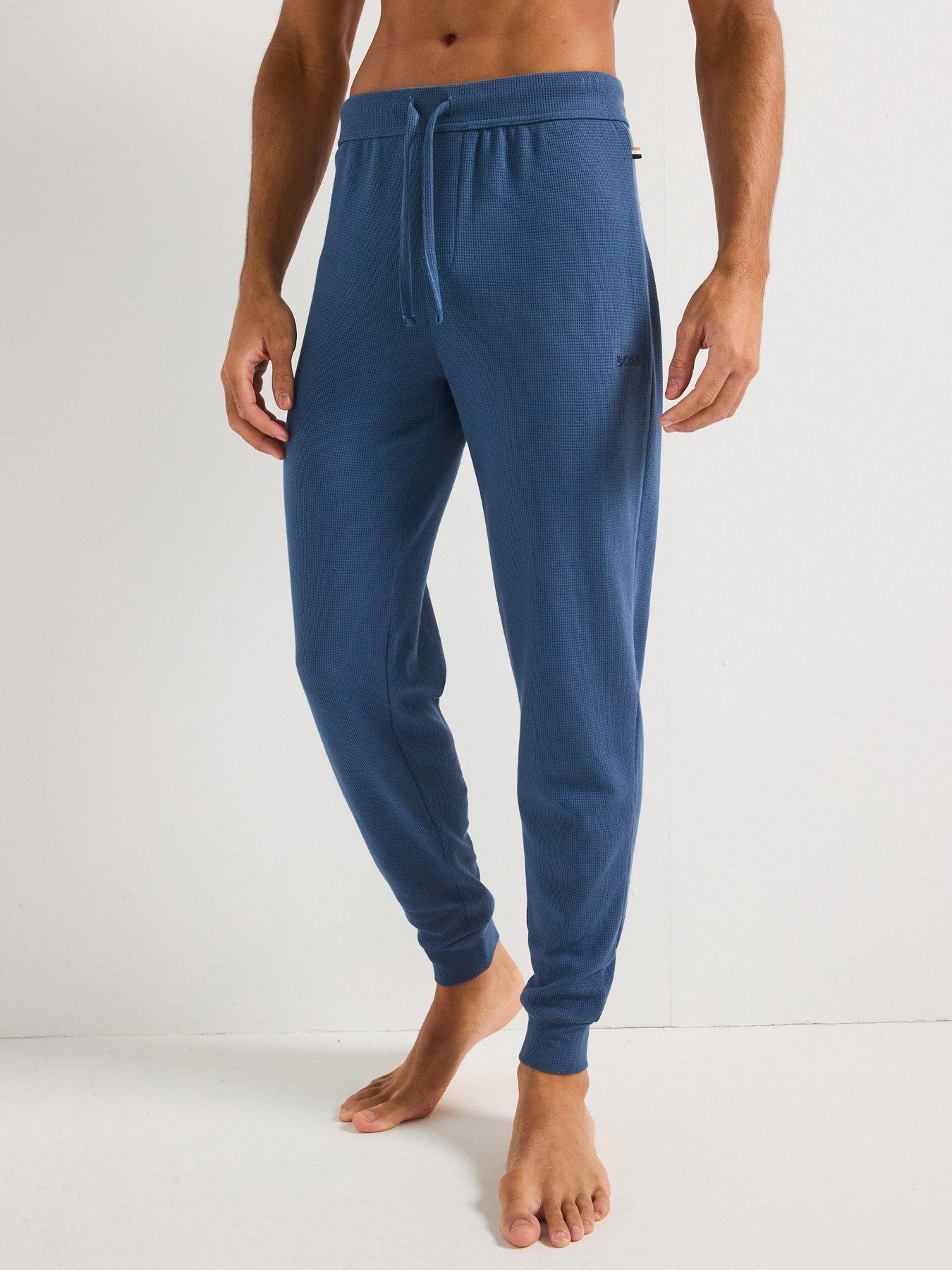 boss-waffle-cuffed-loungewear-pants-blue